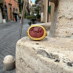 GODDESS NIKE/ VICTORY Roman Jasper Intaglio 1st-2nd cent. AD 22 Kt Gold Ring