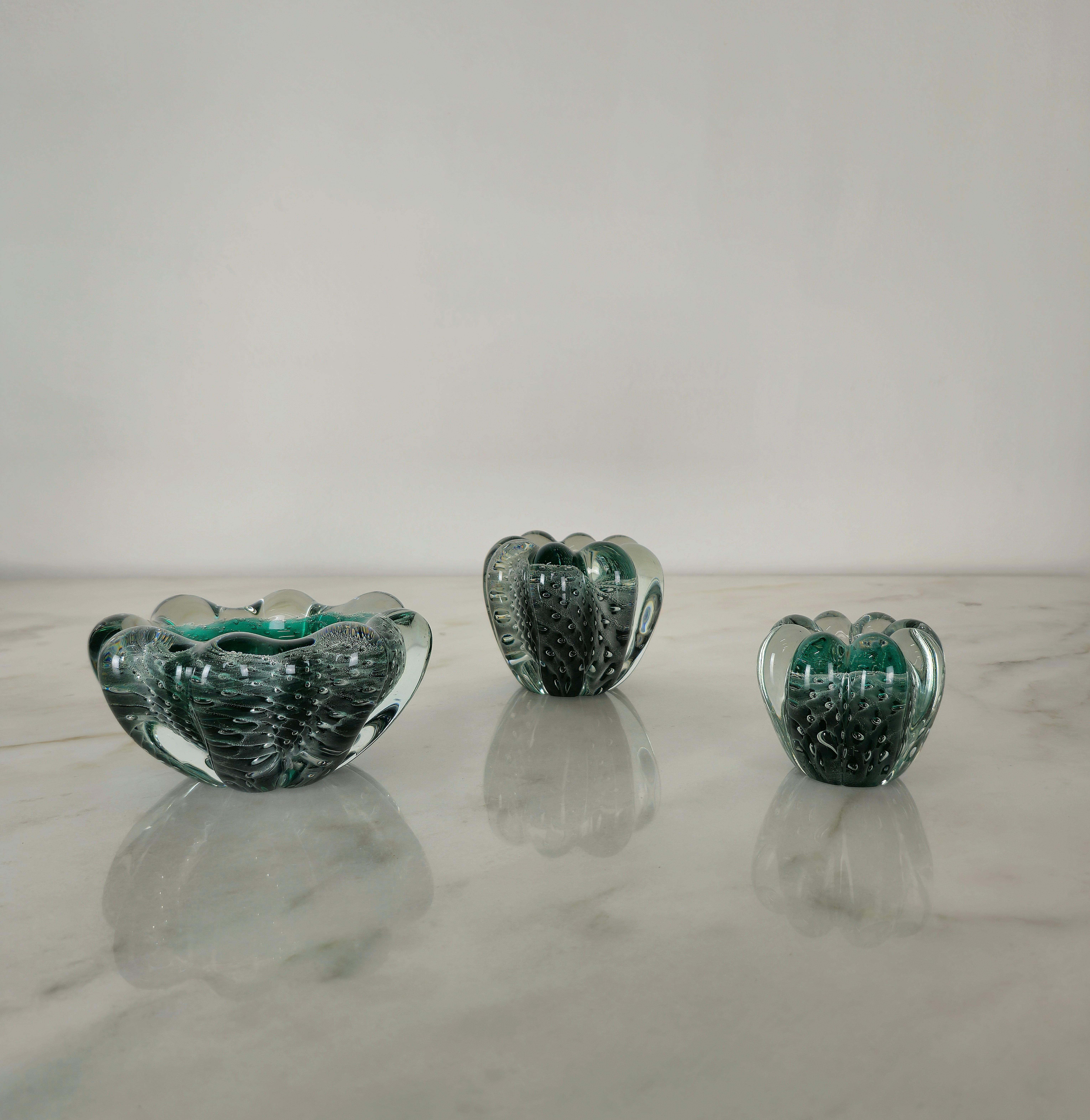 Seguso Vide-Poche Ashtrays Decorative Objects Murano Glass Midcentury Set of 3 For Sale 5