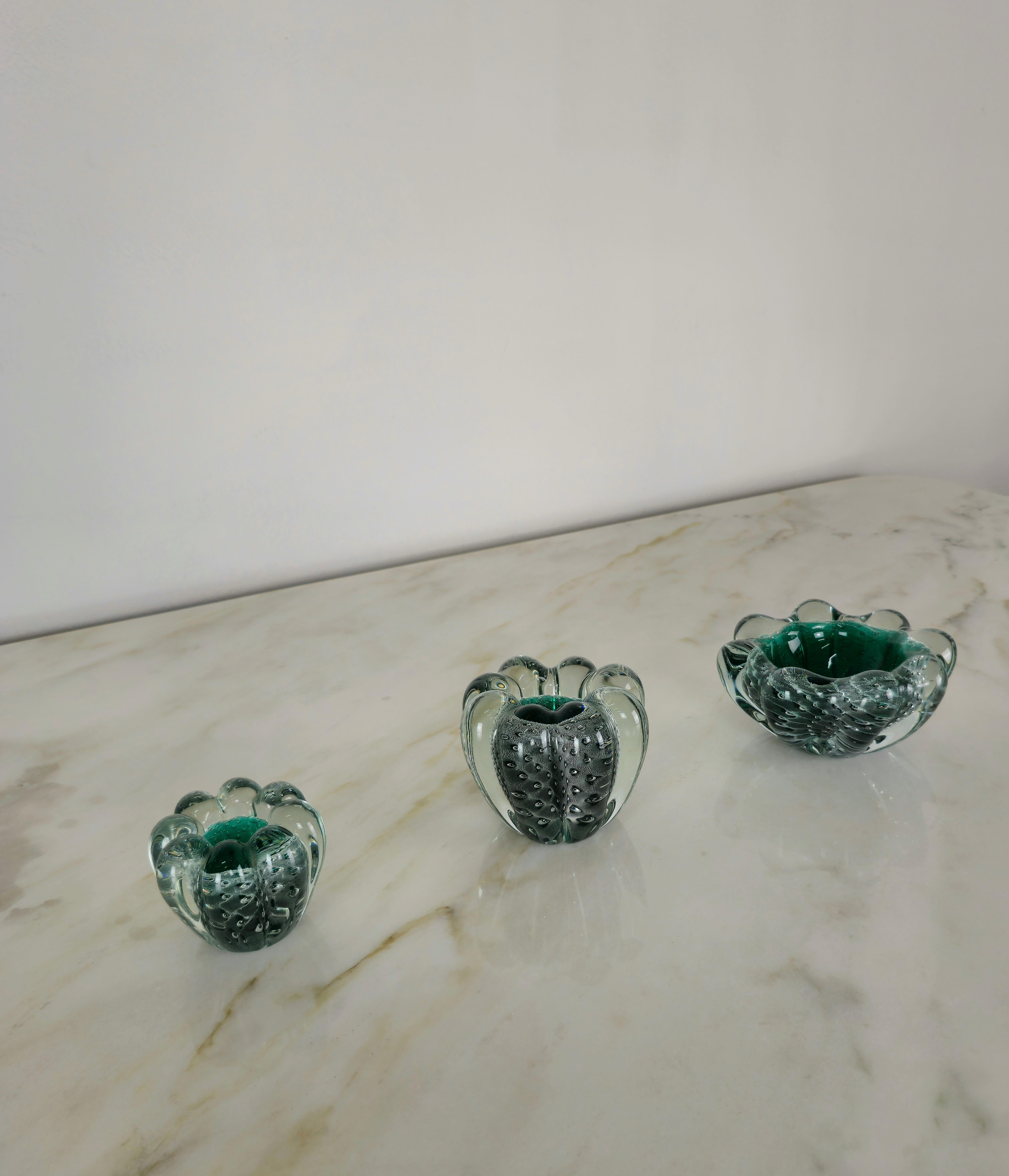 Seguso Vide-Poche Ashtrays Decorative Objects Murano Glass Midcentury Set of 3 For Sale 6