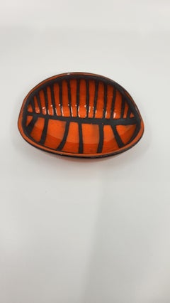 Vide Poche ou Cendrier Roger Capron en céramique rouge Français 1950 Vintage