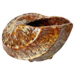Vide poche Ceramic Shell Vallauris France 1970 Brown Color