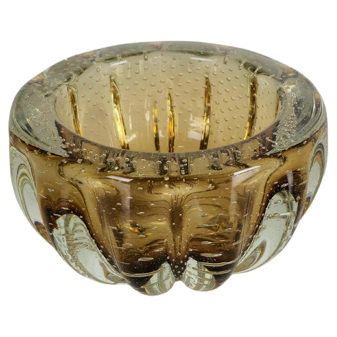Vide-Poche Decorative Bowl Seguso Bullicante Murano Glass Sommerso, Italy, 1950s