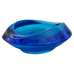 Vide-Poche Decorative Object Blue Murano Glass Midcentury Italian Design 1970s