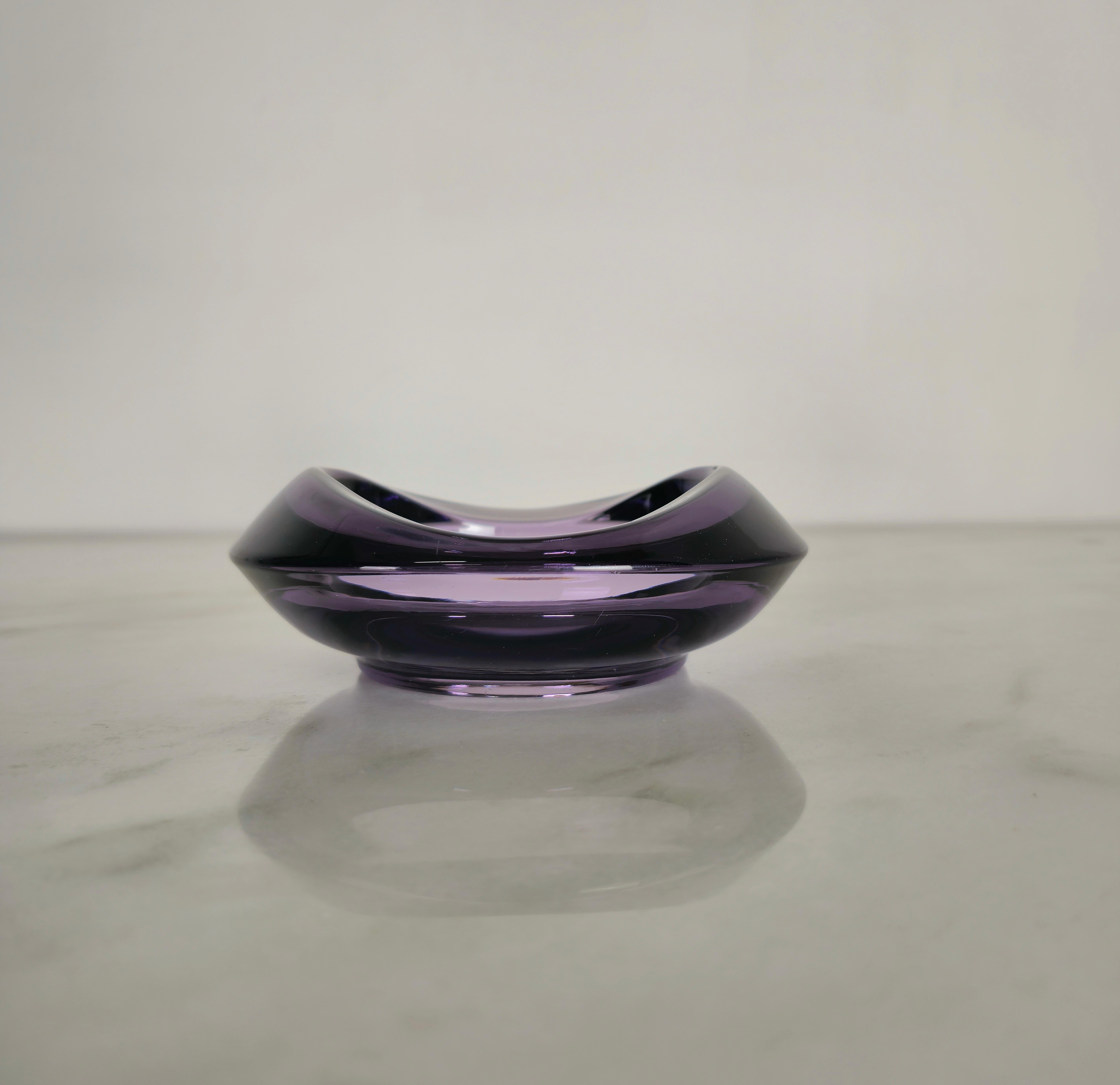 Vide-Poche Decorative Object Violet Murano Glass Midcentury, Italy, 1970s In Good Condition In Palermo, IT