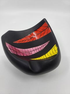 Gabriel Fourmaintraux Black Ceramic Catchall with Multicolor Glaze