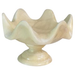 Vintage Vide Poche in Alabaster from Italy 1960, in White Color, Large Size