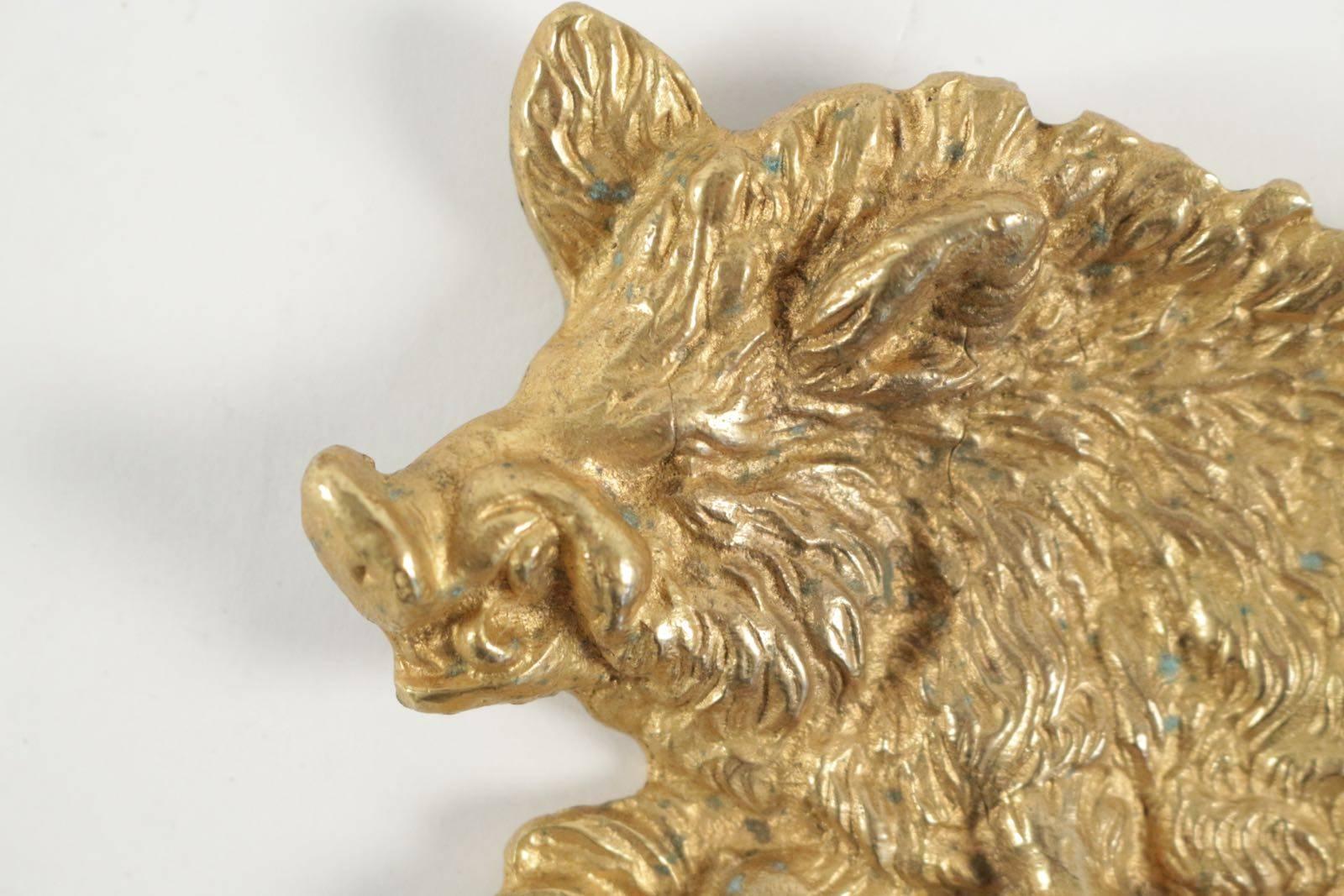 Beaux Arts Vide Poche in Gold Gilt Representing a Wild Boar