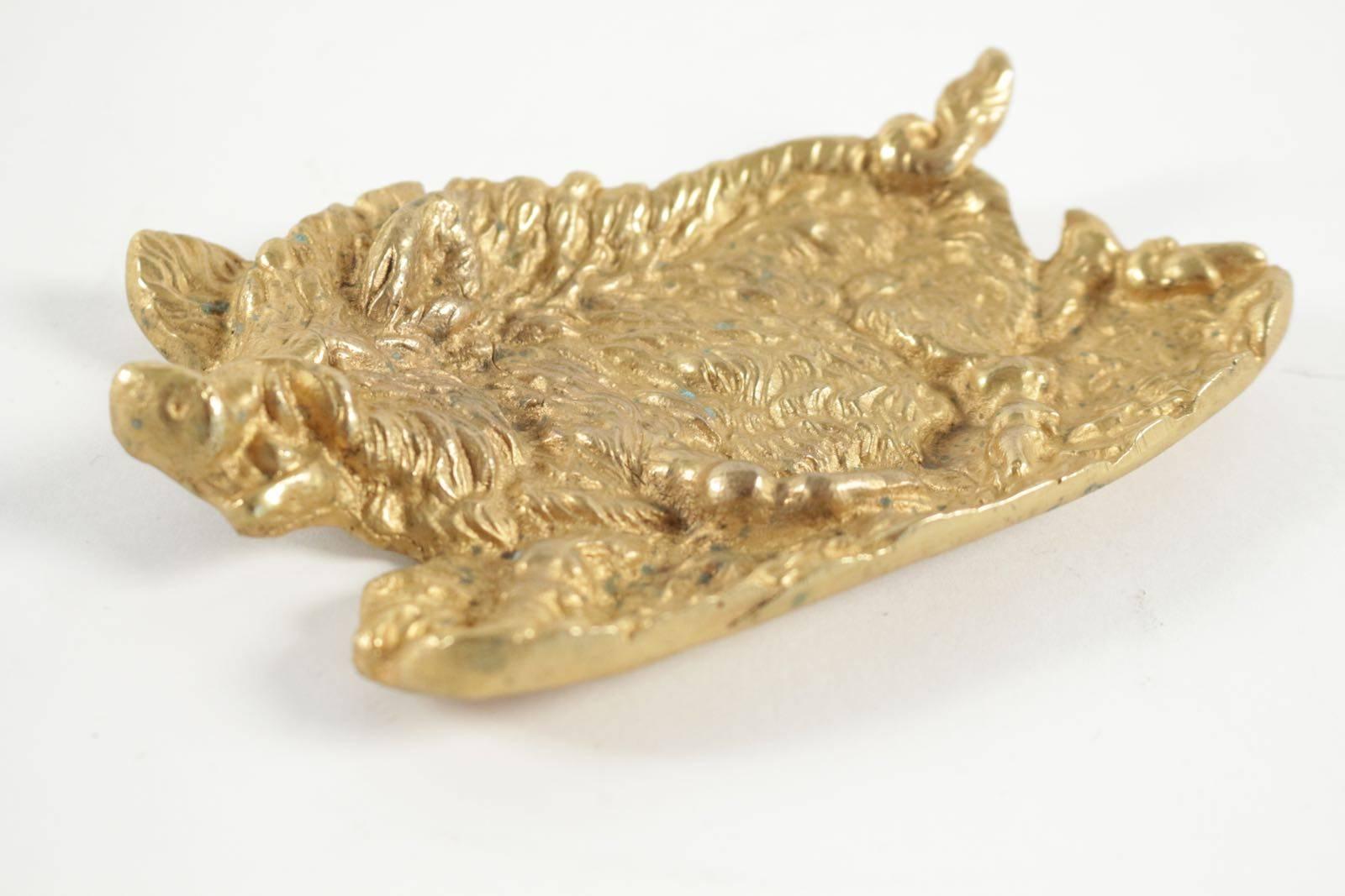 French Vide Poche in Gold Gilt Representing a Wild Boar