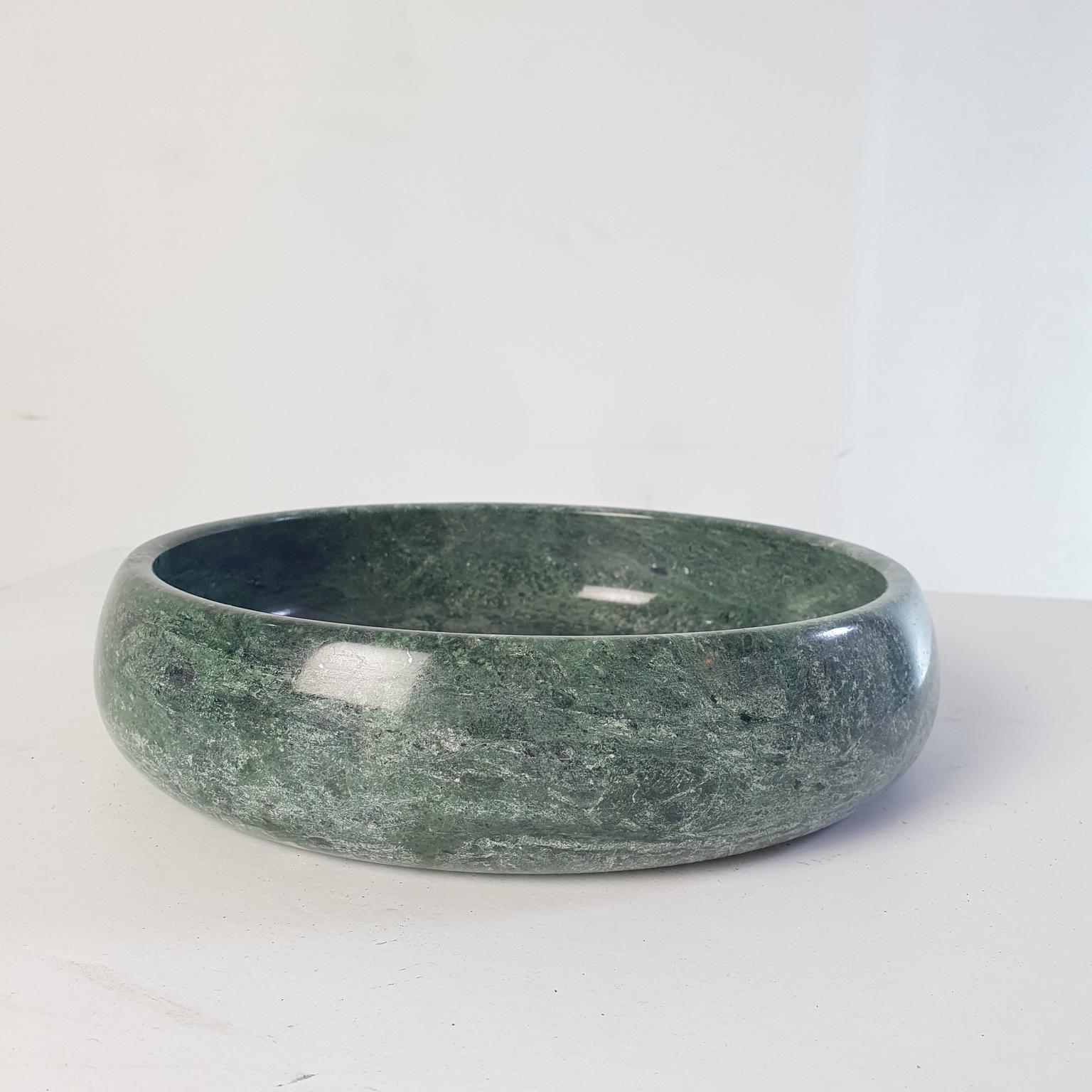 Turned Italian Large Bowl in Green Marble