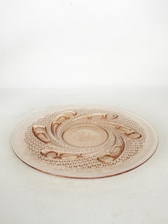 Vide-poche in pink engraved glass. Art Deco period, 1930