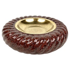 Vide-Poche ou cendrier en céramique et laiton de Tommaso Barbi, Italie, 1970