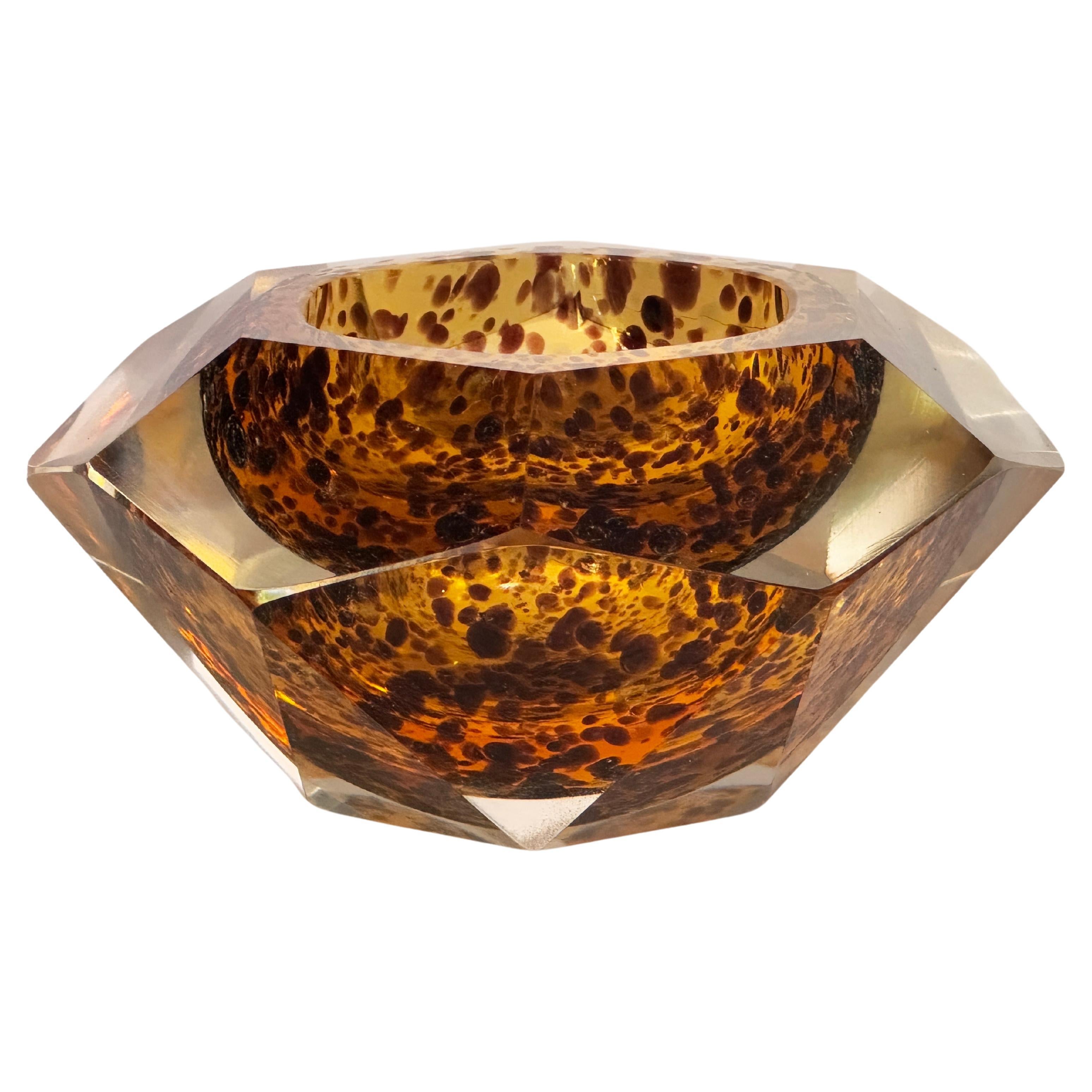 Vide Poche ou Cendrier en  Verre d'art Venise Couleur Brown Italie Murano 1970