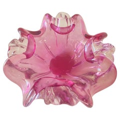 Vide Poche or Ashtray in  Art Glass Venice Pink Color Italy Murano 1970 