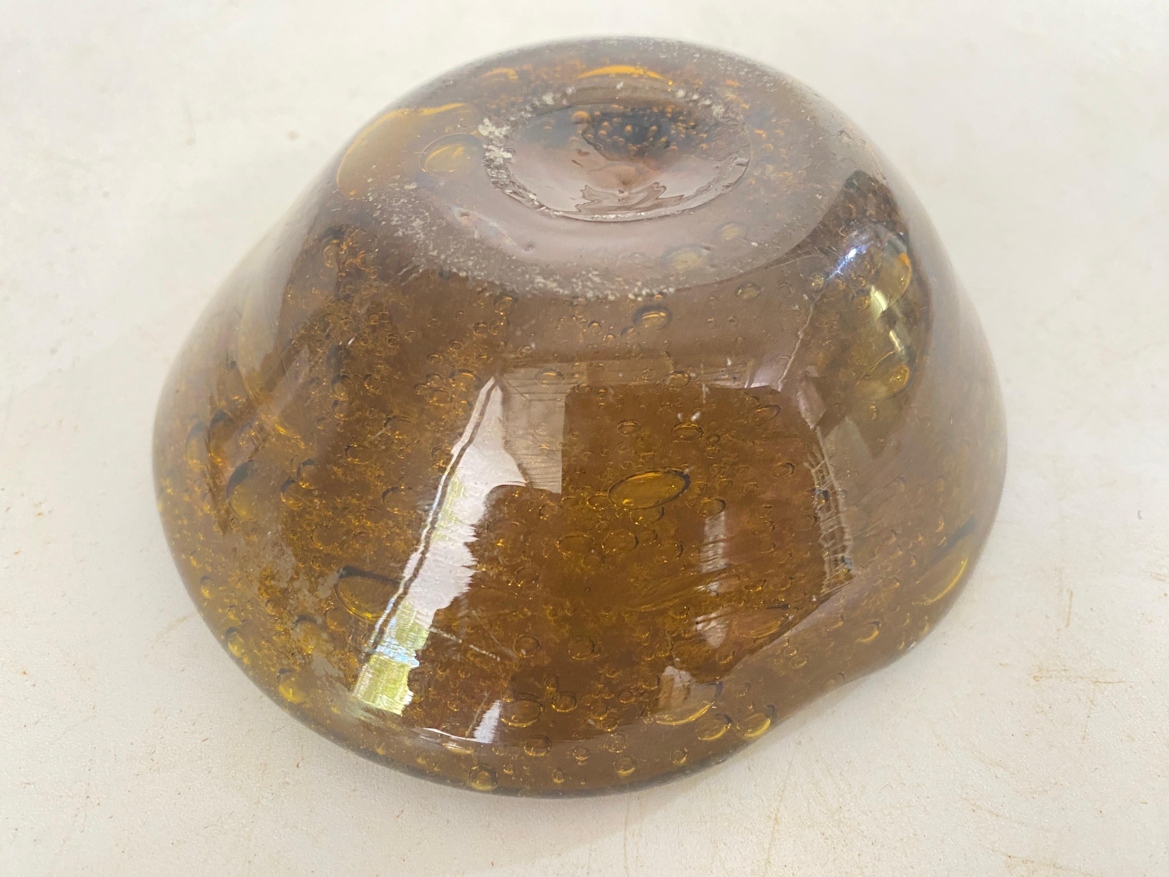 Late 20th Century Vide Poche or Ashtray in Glass, Bubles Patterns France, circa 1970 From Biot For Sale