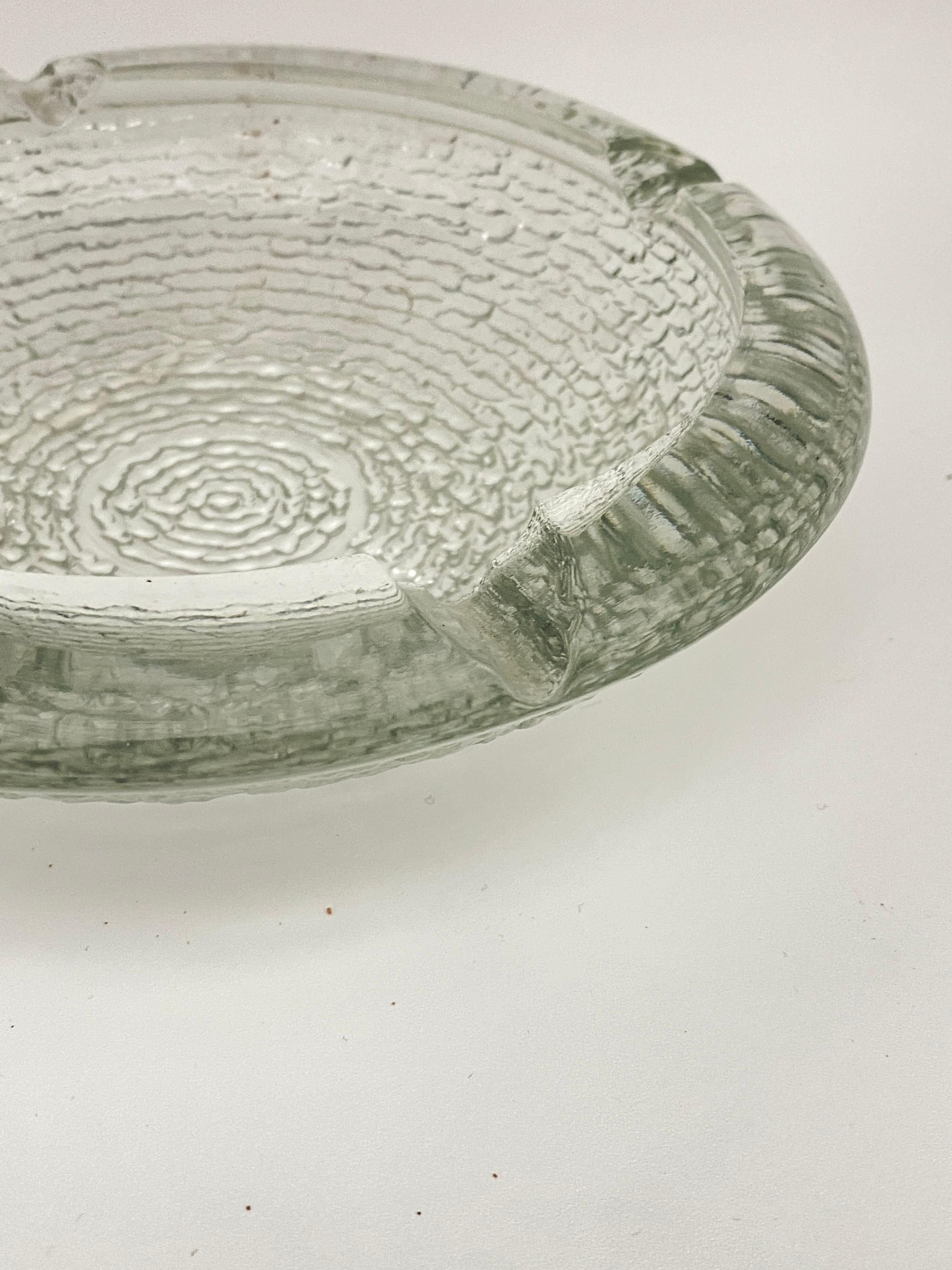 Late 20th Century Vide Poche or Ashtray, in Glass, Geometrical Patterns, France circa 1960 For Sale