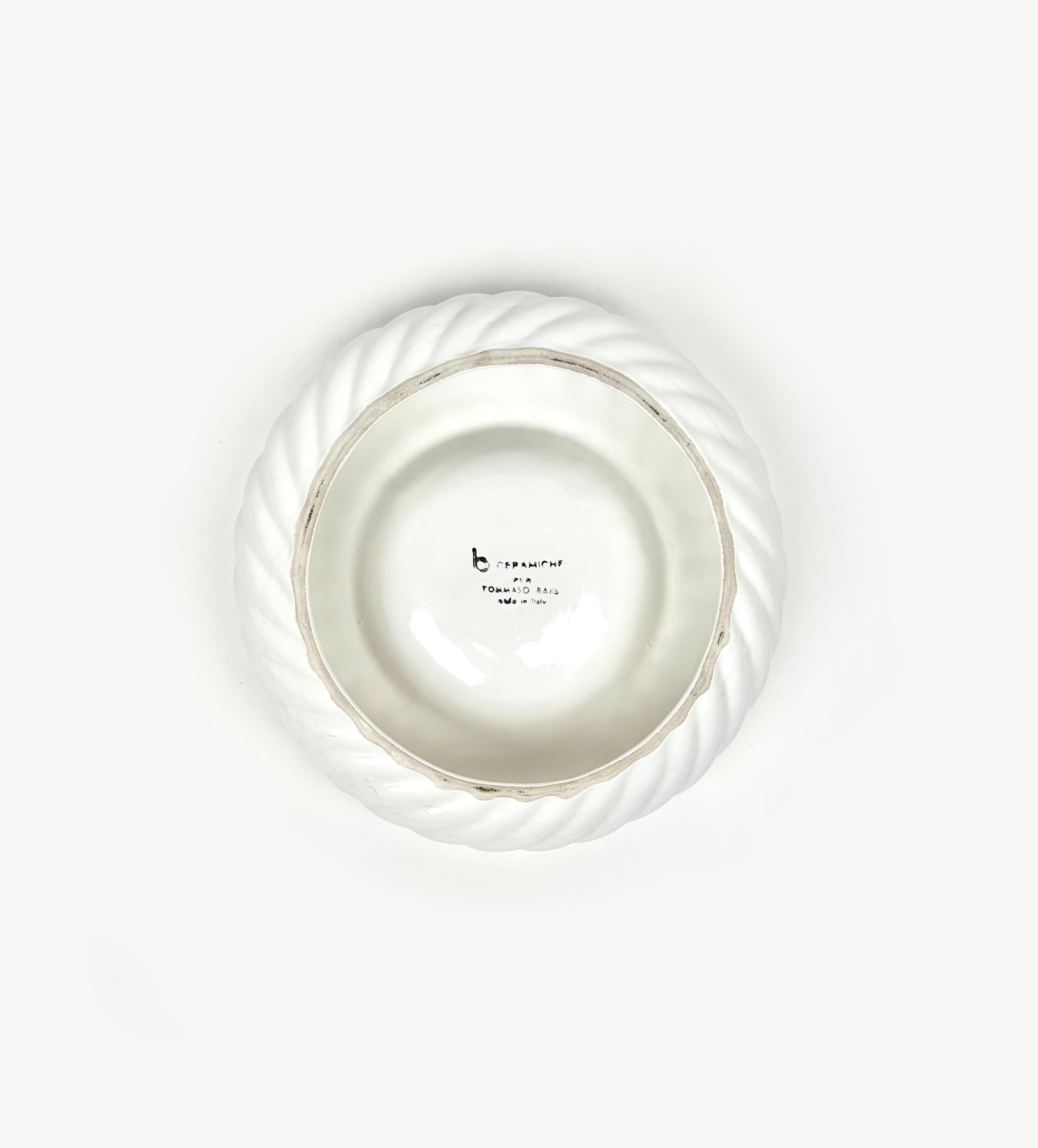Vide-Poche or Ashtray White Ceramic and Brass by Tommaso Barbi, Italy 1970s For Sale 4