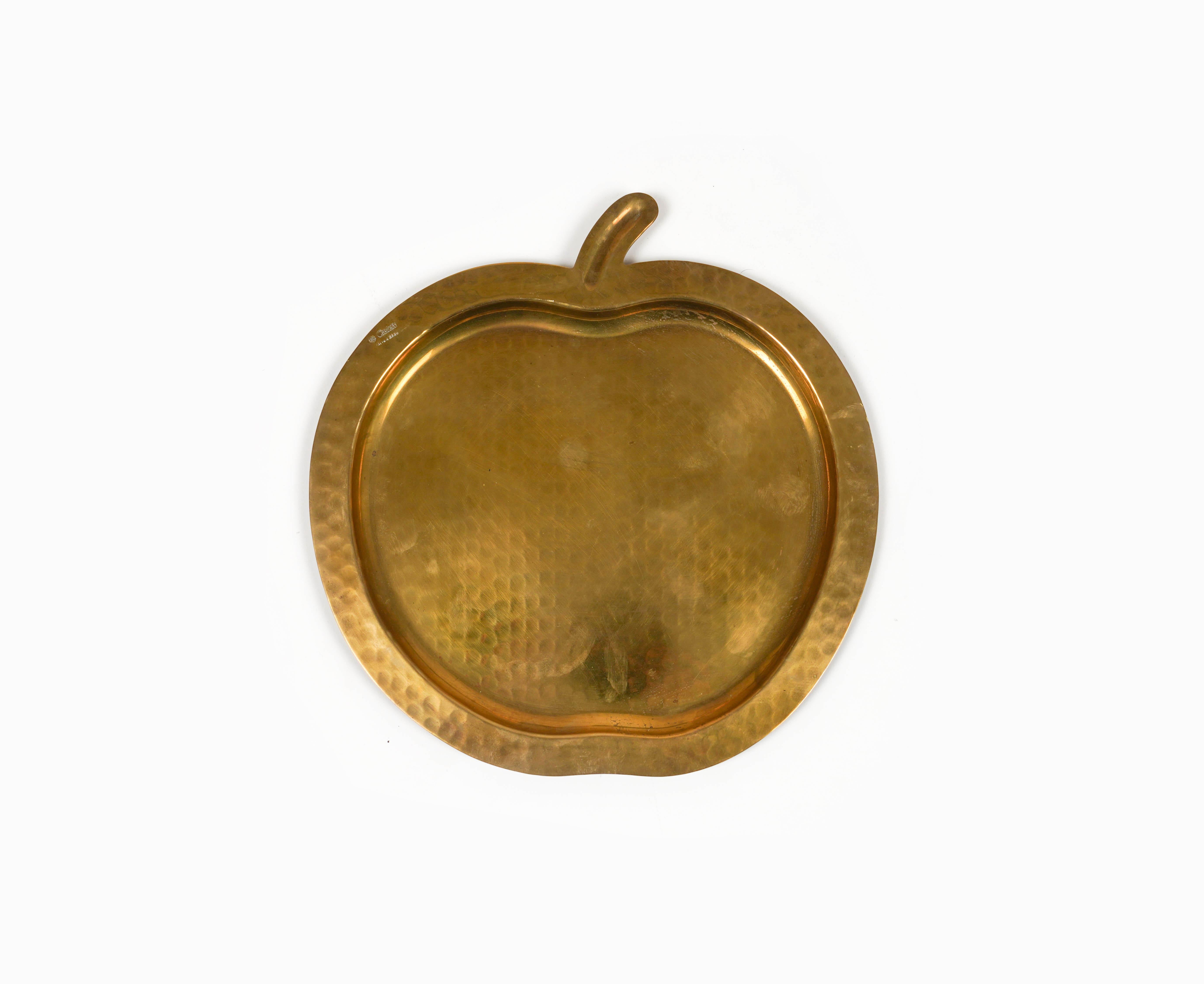 Italian Vide-Poche or Centerpiece Brass Apple-Shaped by Renzo Cassetti, Italy 1960s For Sale