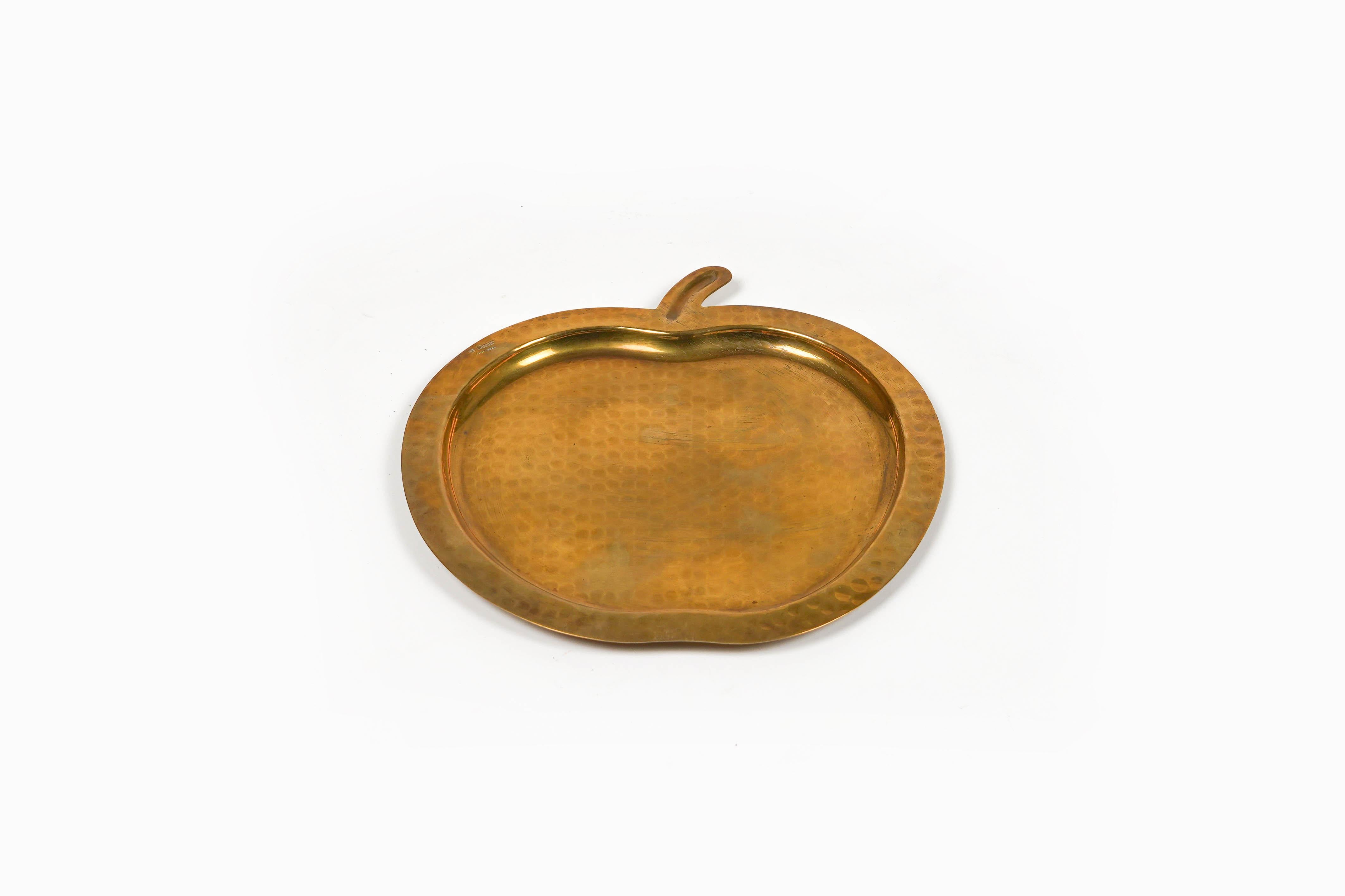 Vide-Poche or Centerpiece Brass Apple-Shaped by Renzo Cassetti, Italy 1960s In Good Condition For Sale In Rome, IT
