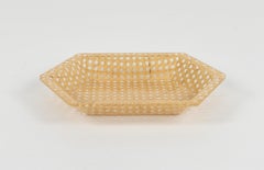 Vide-Poche or Centerpiece in Lucite and Rattan Dior Home Style, Italy 1970s