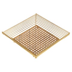 Vide-Poche ou centre de table en lucite, rotin et laiton Dior Home Style, Italie, années 1970