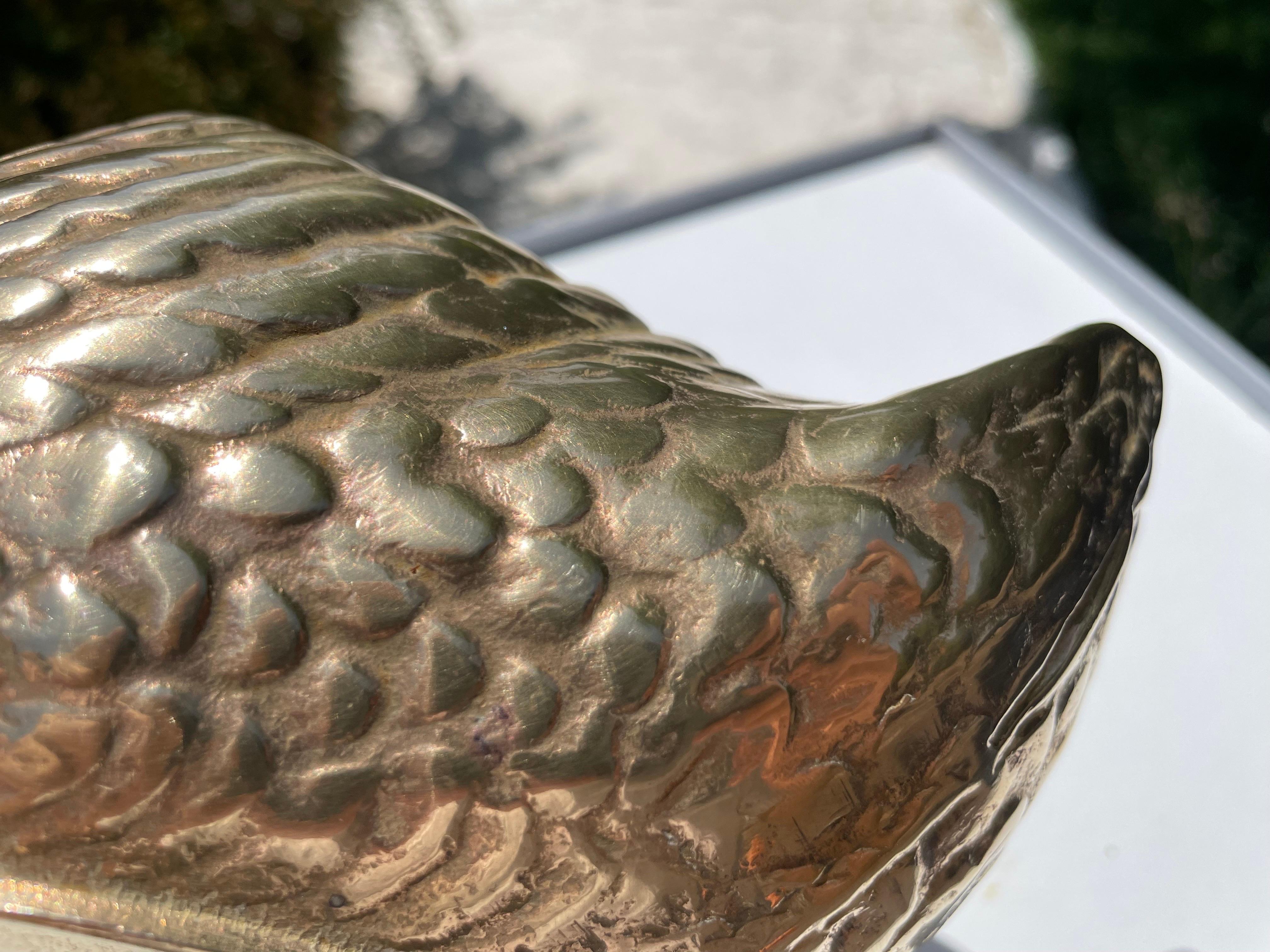 Hollywood Regency Vide Poche or Decorative Basket, Swan Sculpture Shaped, in Brass, Italy, 1970's