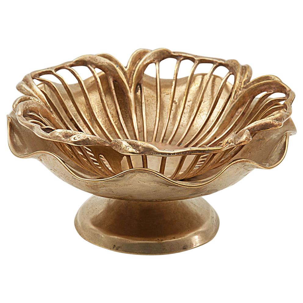 Vide Poche or Fruit Basket in Brass, France 1950, Gold Color