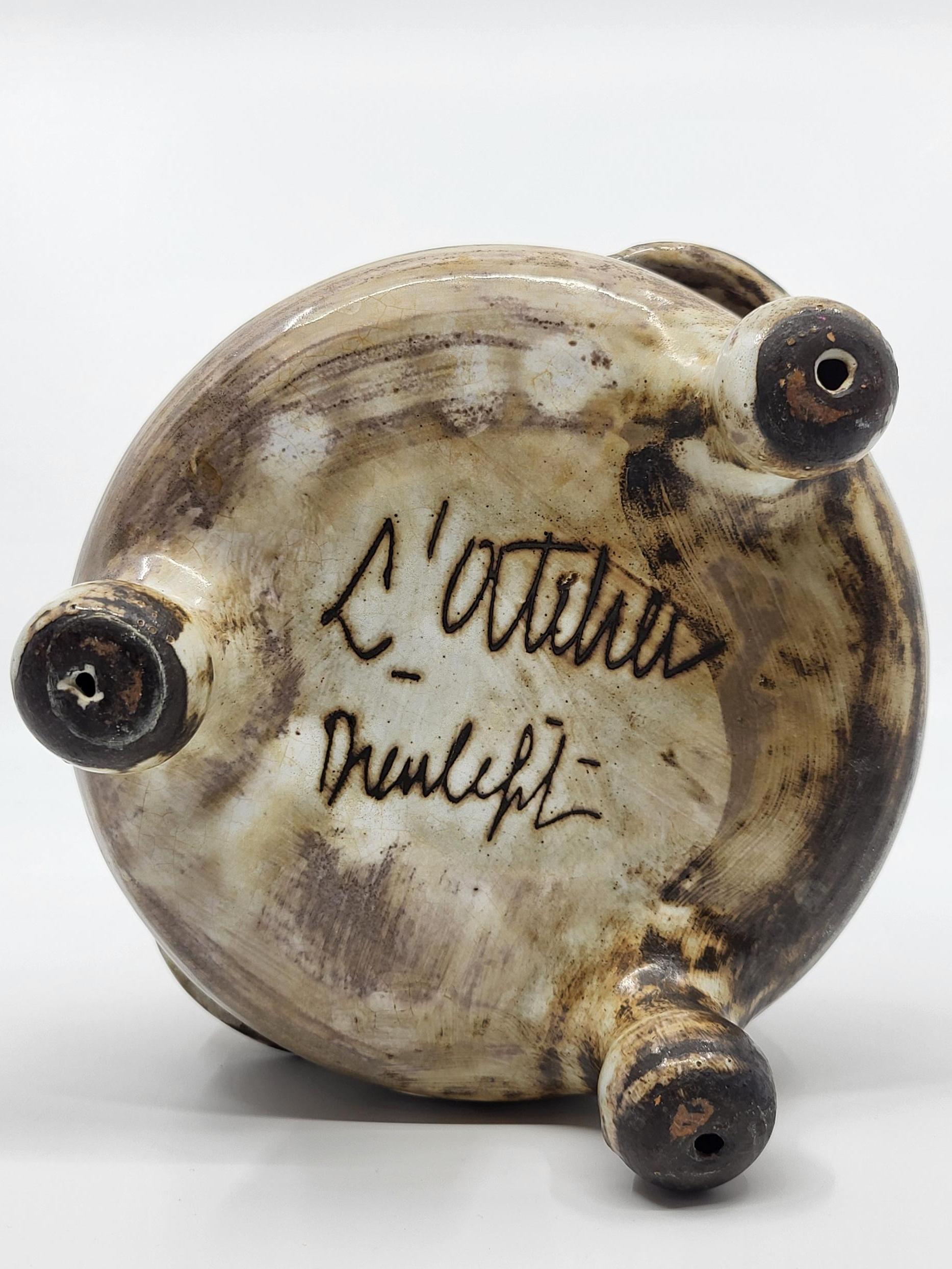 Vide poche tripode Jacques Pouchain Atelier Dieulefit, céramique Francaise 1960 en venta 1