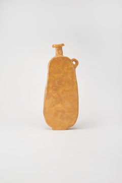 Light Brown Flat & Tall Ceramic Contemporary Vase by Willem Van Hooff