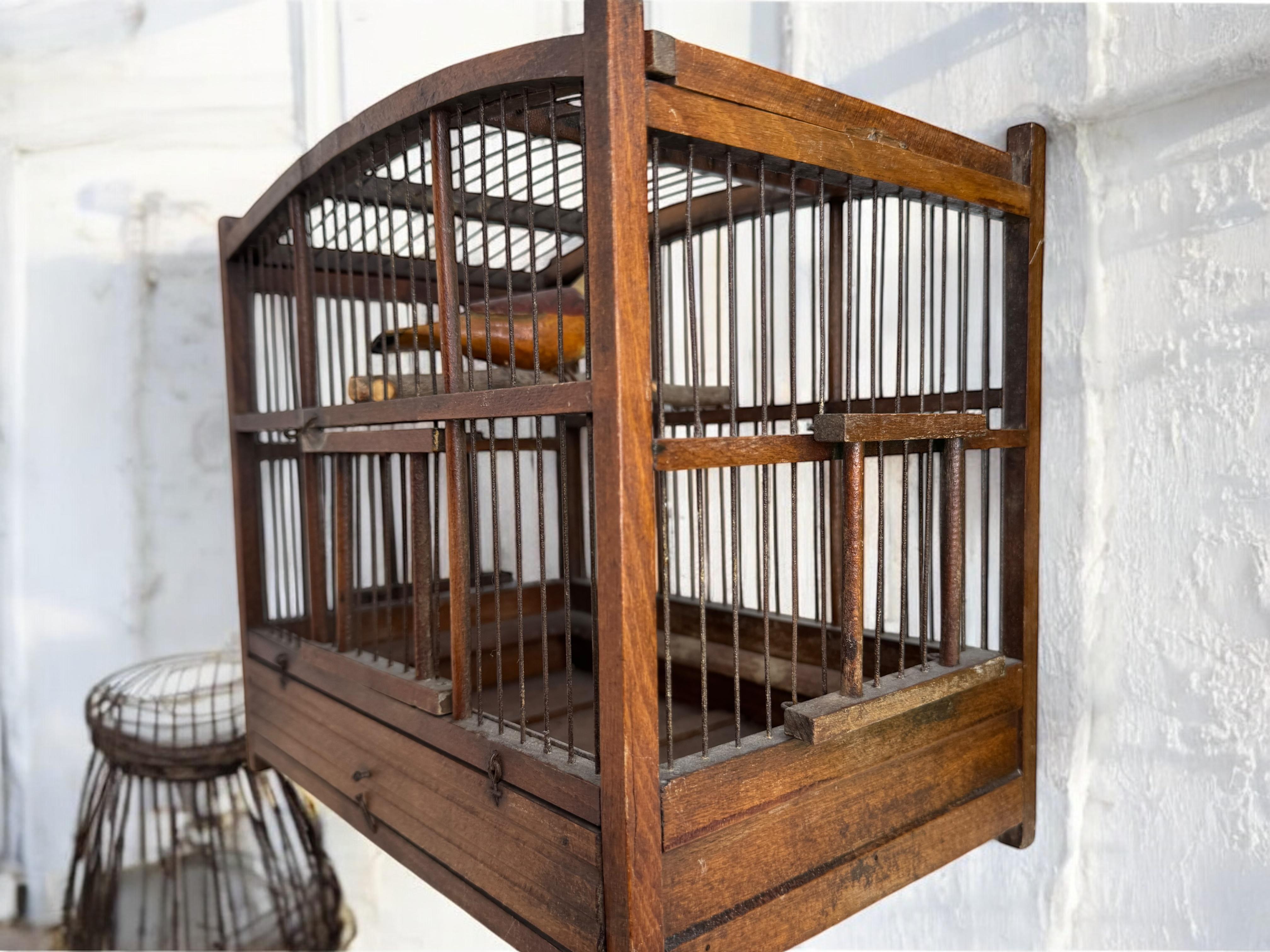 Viechtauer Hand Carved Wood Vogel in Folk Art Birdcage Österreich 1900s oder älter im Angebot 5