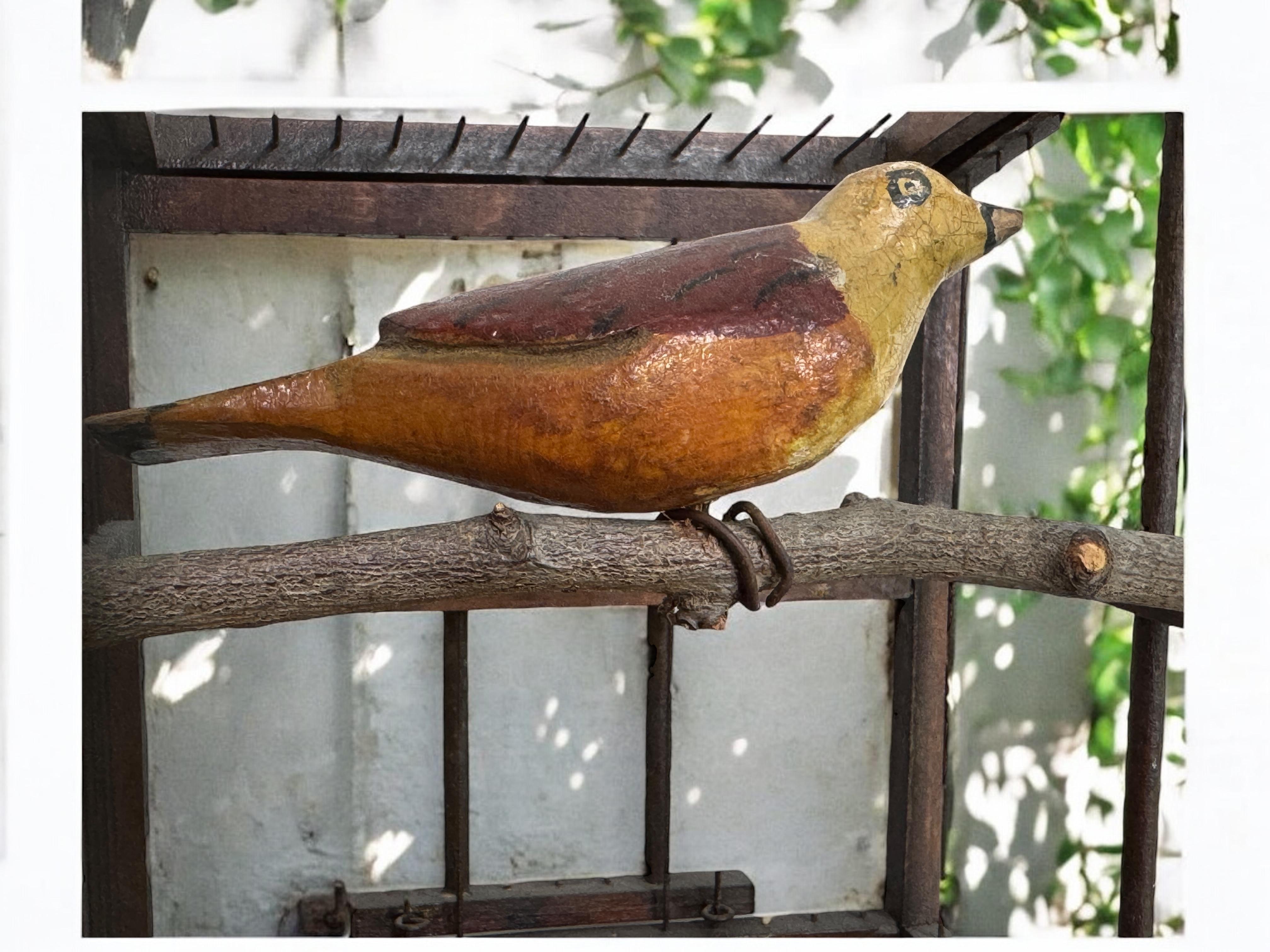 Viechtauer Hand Carved Wood Vogel in Folk Art Birdcage Österreich 1900s oder älter im Angebot 7