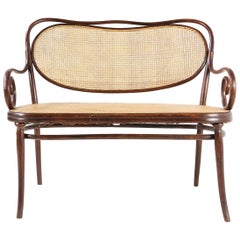 Antique Vienese Gebruder Thonet Art Nouveau Bentwood Bench Settee, 1880s