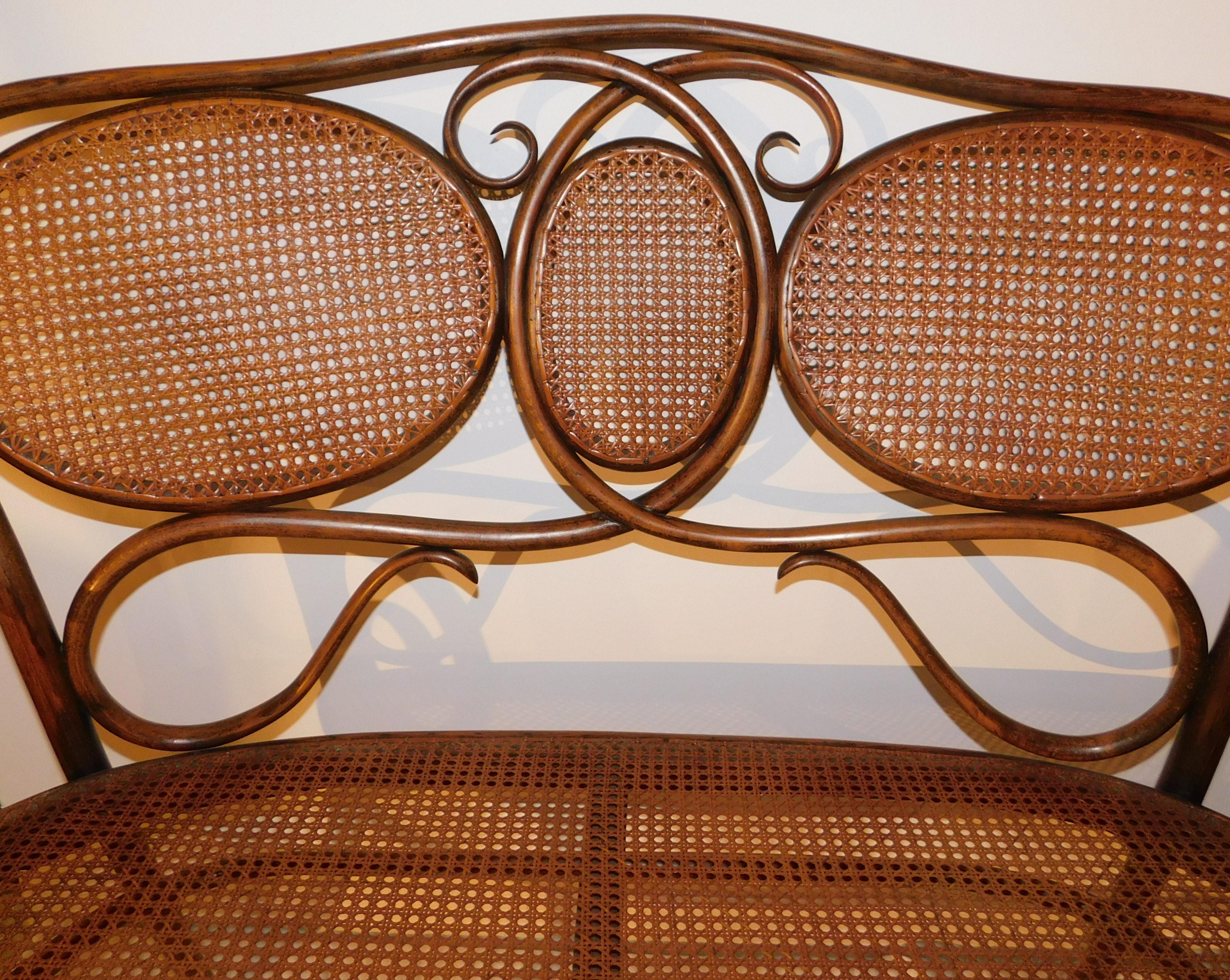 Bois cintré Banc en bois courbé Art Nouveau du sécessionniste viennois Gebruder Thonet