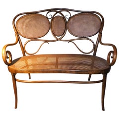 Banc en bois courbé Art Nouveau du sécessionniste viennois Gebruder Thonet
