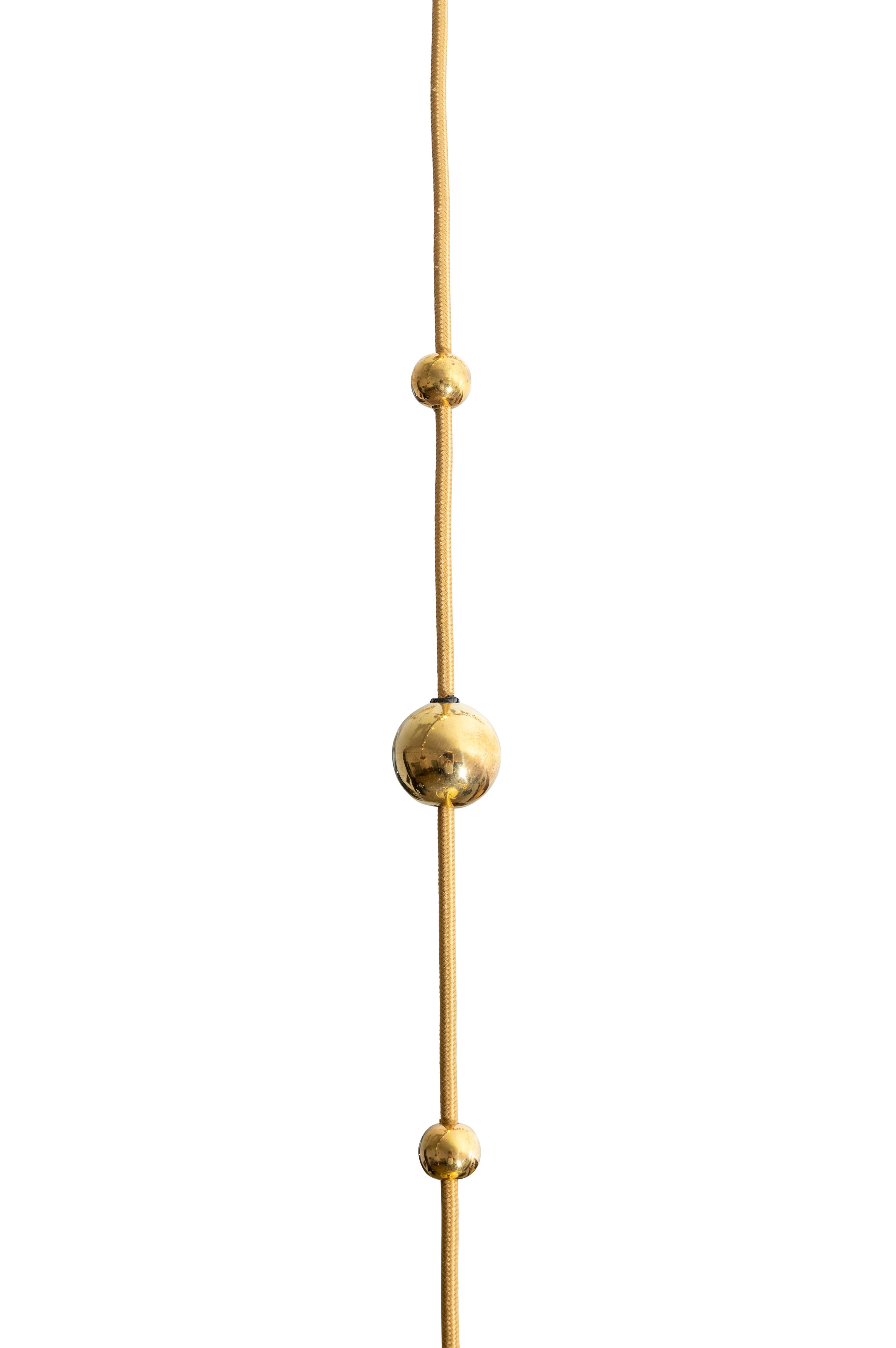 Polished Vienna 1900 Brass Ceiling Lamp with Loetz Glass Shades by Koloman Moser For Sale