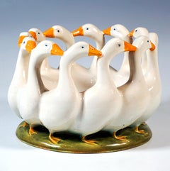 Vienna Art Ceramics Art Nouveau Bowl 'Goose Dance' by Michael Mörtl ca 1910