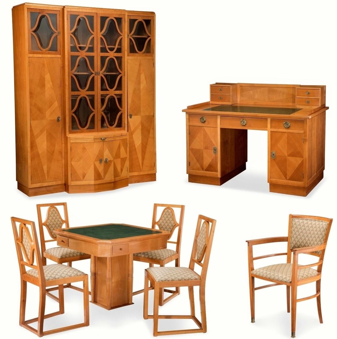 Vienna Art Deco Josef Hoffman Manner Eight-Piece Salon Suite Set For Sale 8
