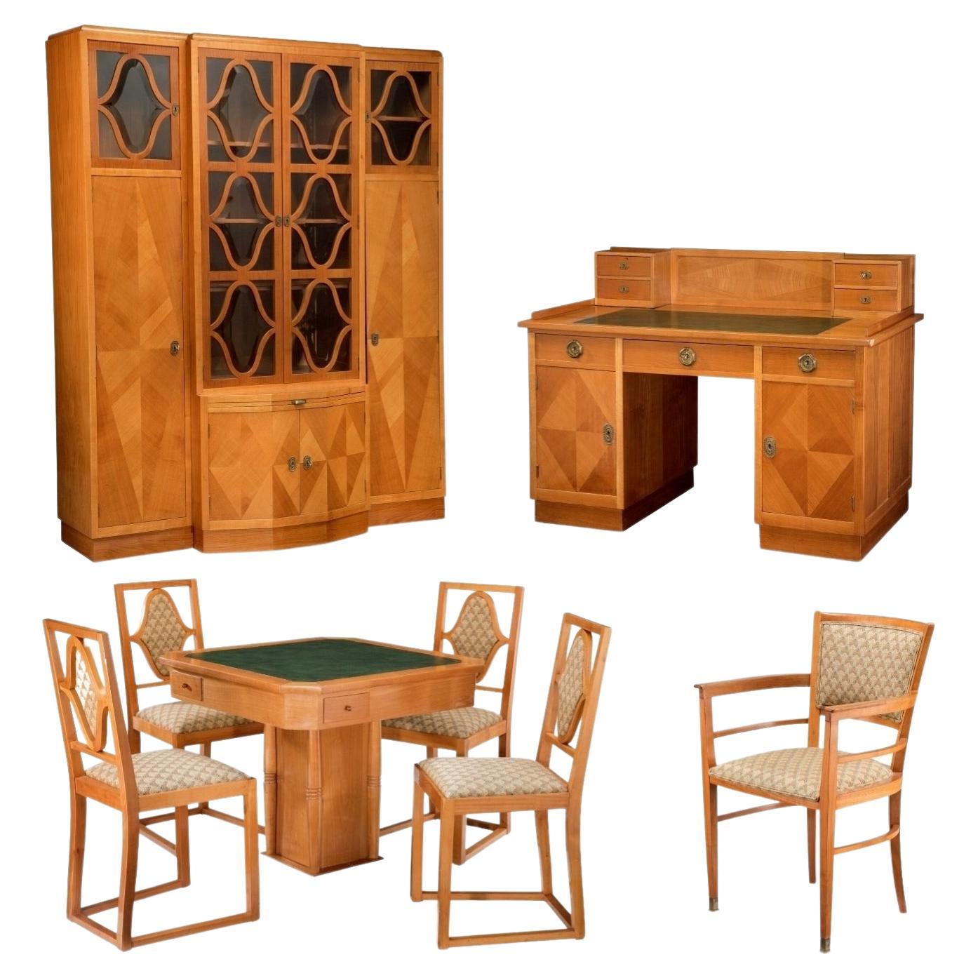 Vienna Art Deco Josef Hoffman Manner Eight-Piece Salon Suite Set