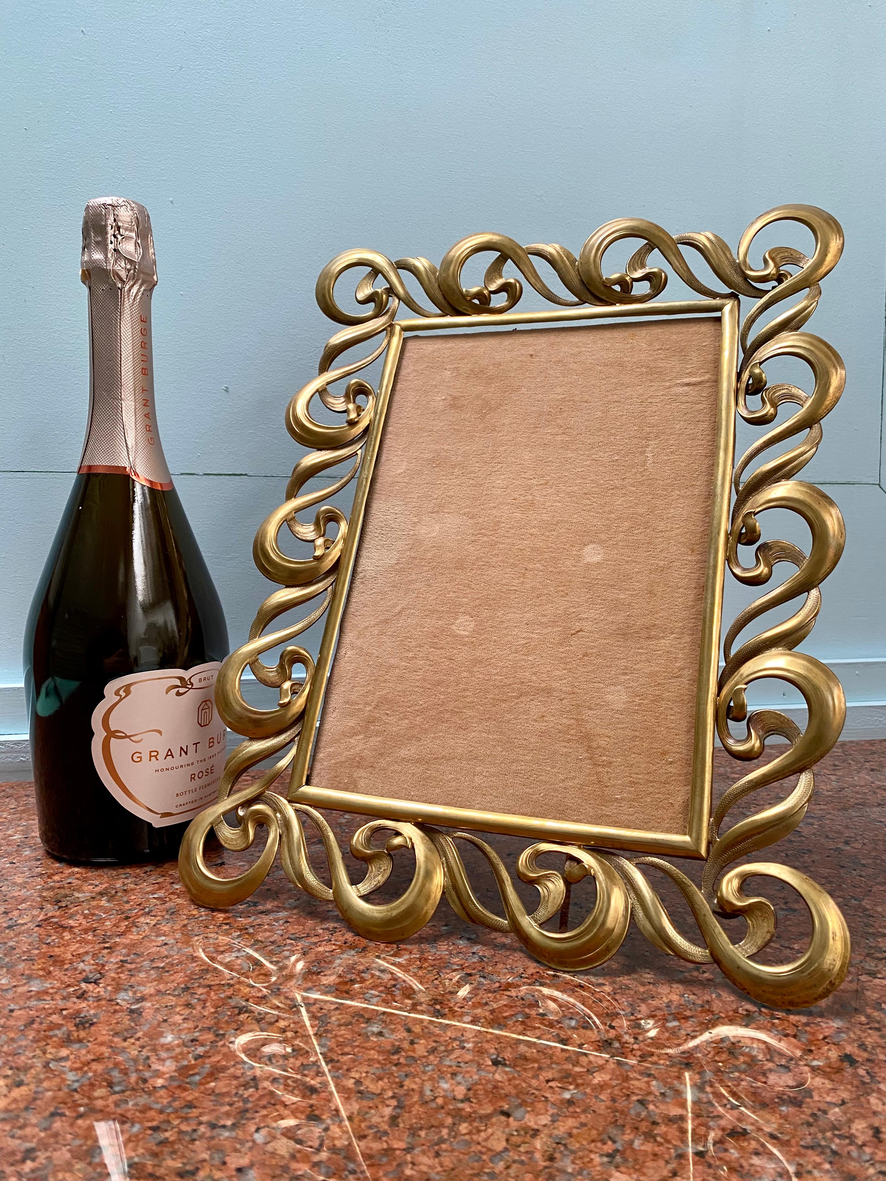 English Art Nouveau Brass Portrait Easel Picture Frame c1910 For Sale 4