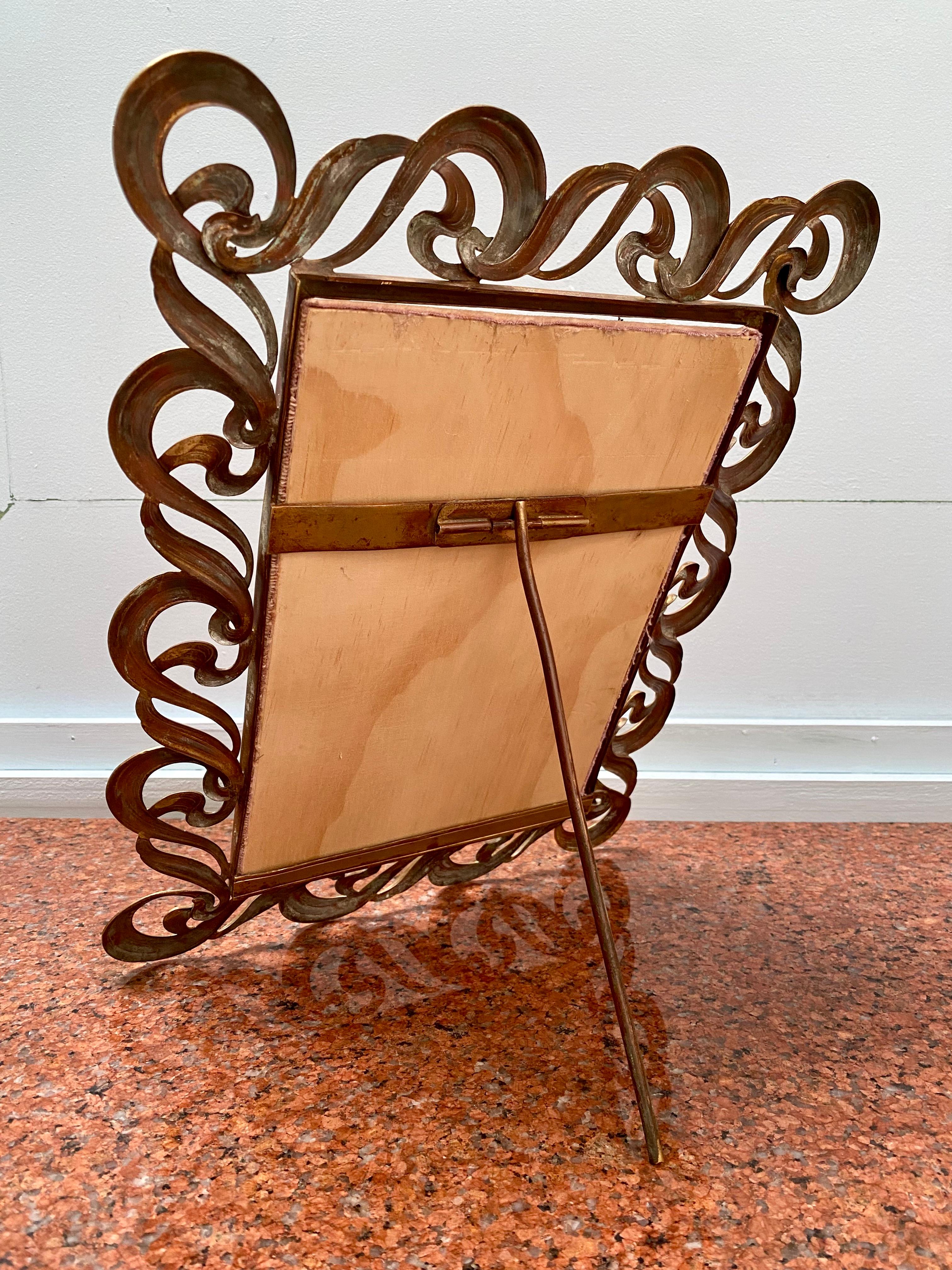 English Art Nouveau Brass Portrait Easel Picture Frame c1910 For Sale 9