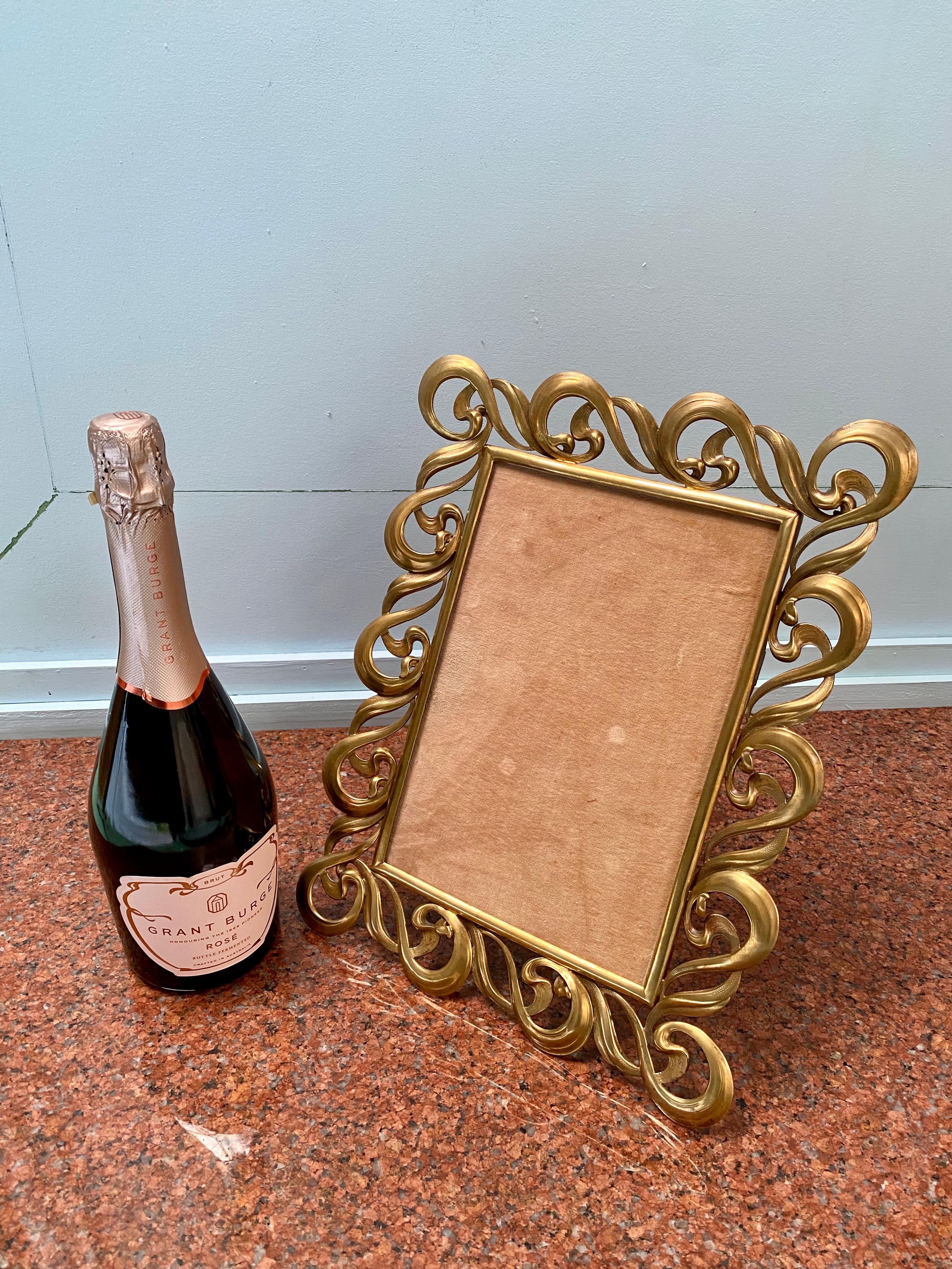 English Art Nouveau Brass Portrait Easel Picture Frame c1910 For Sale 11