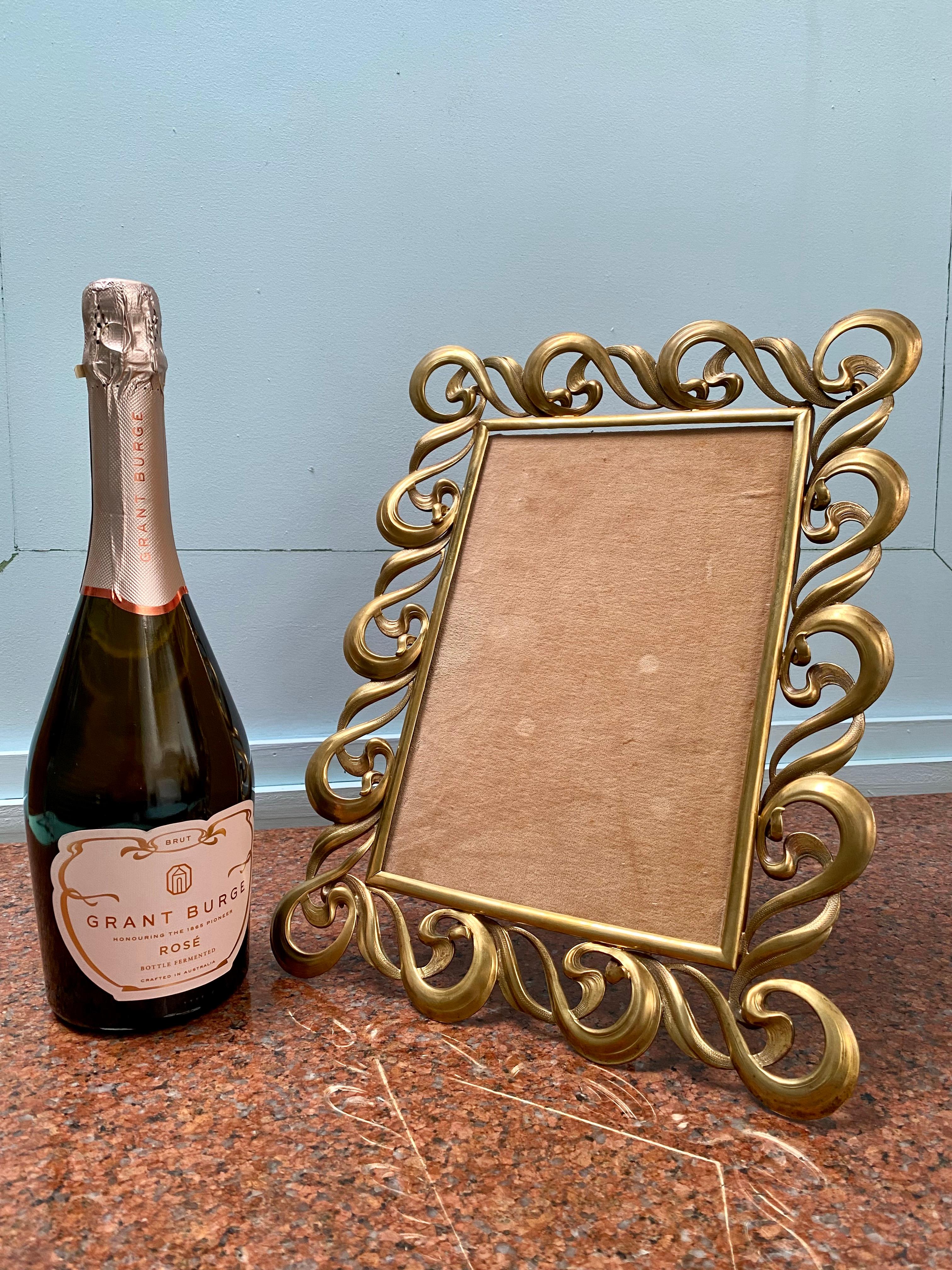 Austrian English Art Nouveau Brass Portrait Easel Picture Frame c1910 For Sale