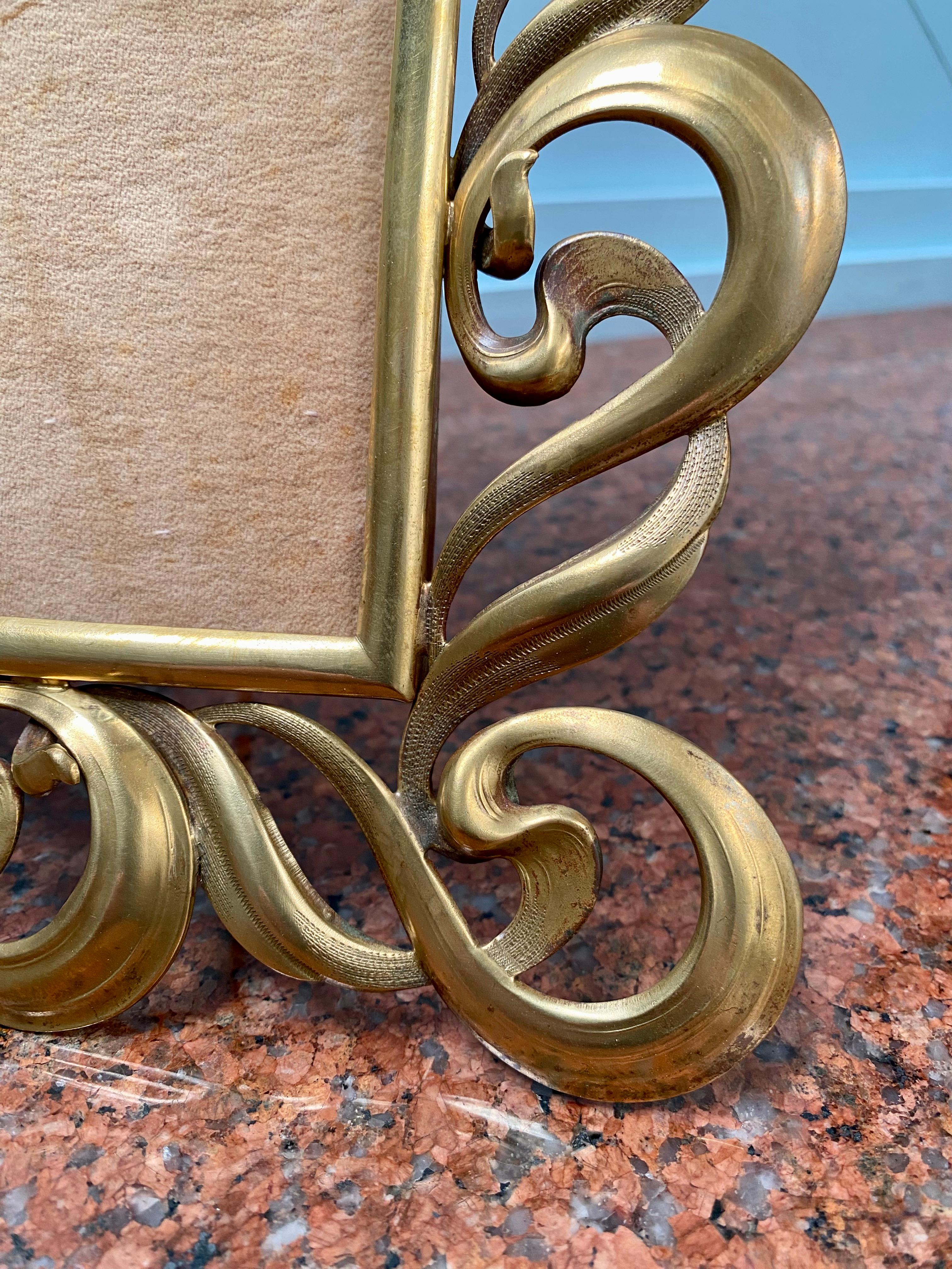 English Art Nouveau Brass Portrait Easel Picture Frame c1910 For Sale 1