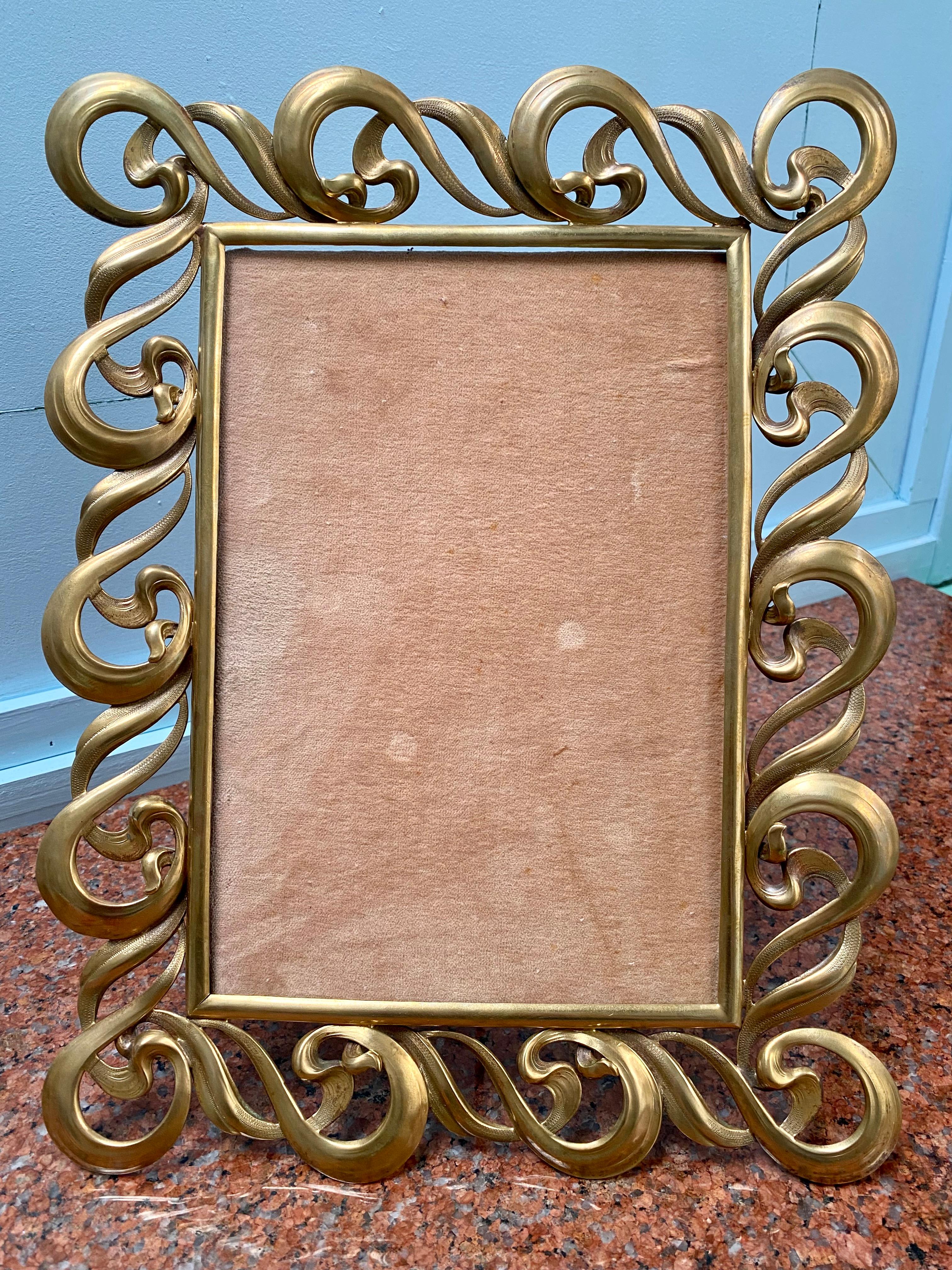 English Art Nouveau Brass Portrait Easel Picture Frame c1910 For Sale 3