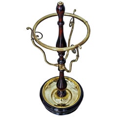 Antique Vienna Art Nouveau Umbrella Stand Wood Mahogany Stained Brass Fittings
