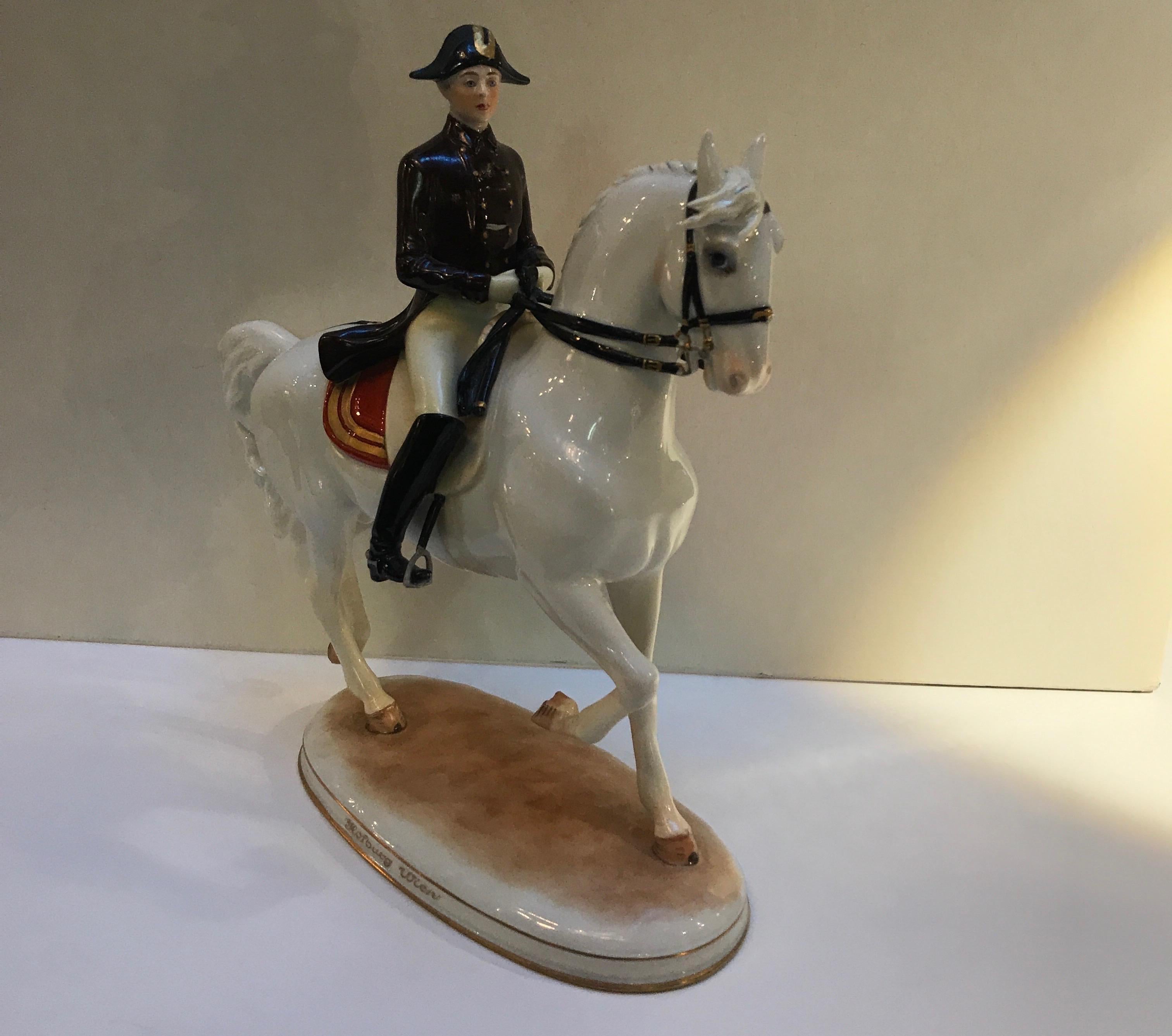 Hand-Painted Vienna Augarten Piaffe Spanish Riding School Porcelain Horse