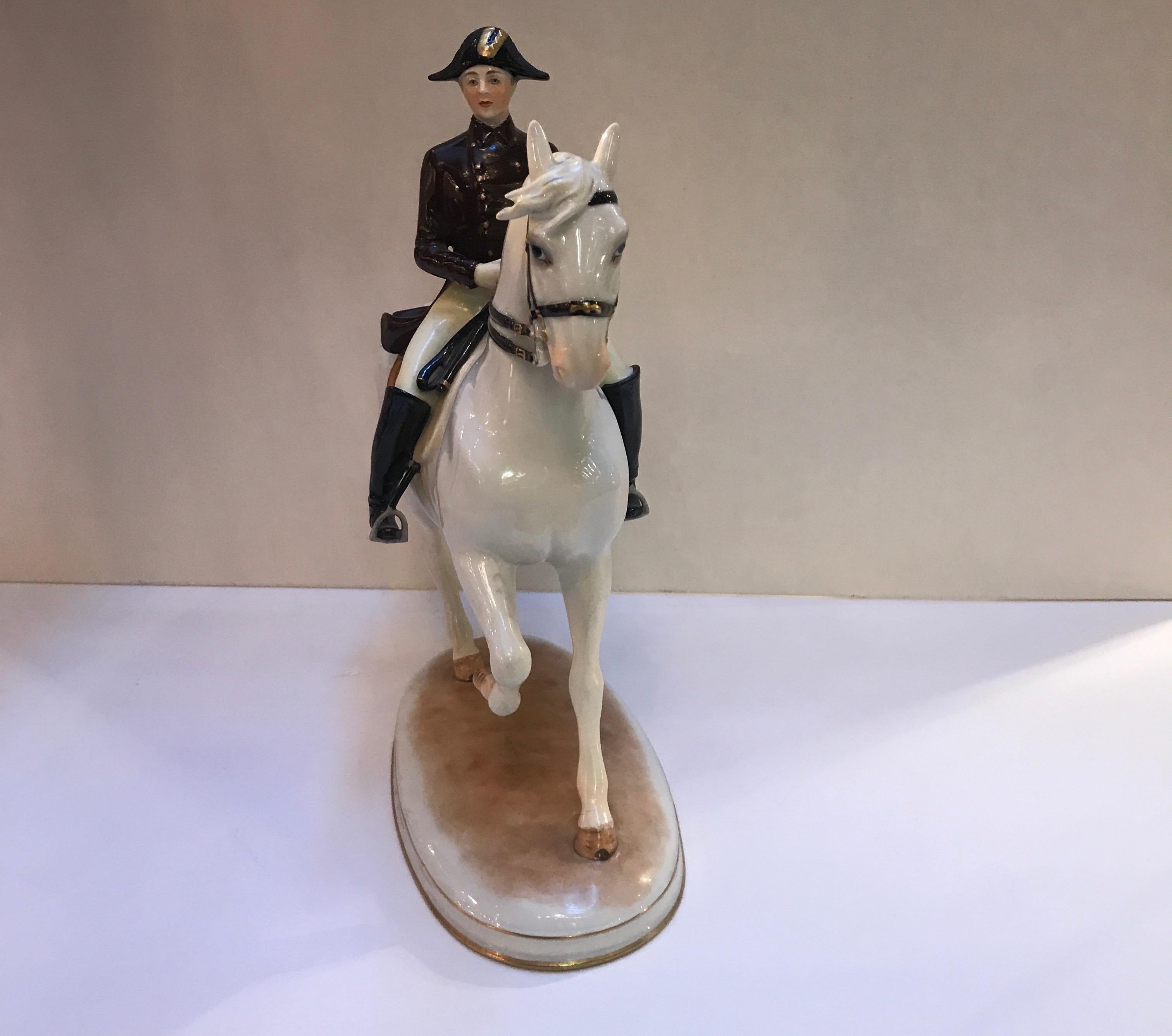 Vienna Augarten Piaffe Spanish Riding School Porcelain Horse In Excellent Condition In Lambertville, NJ