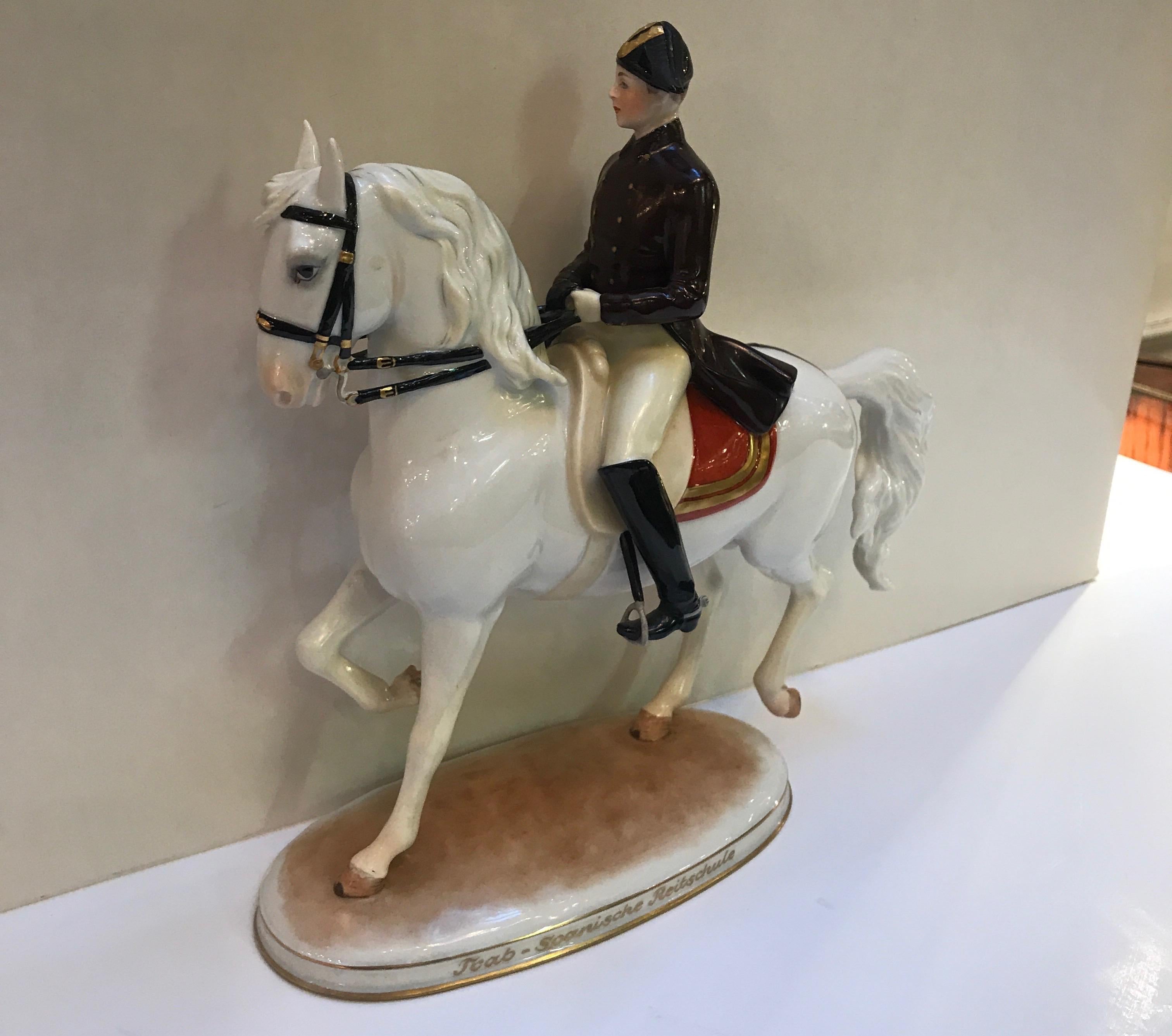 20th Century Vienna Augarten Piaffe Spanish Riding School Porcelain Horse