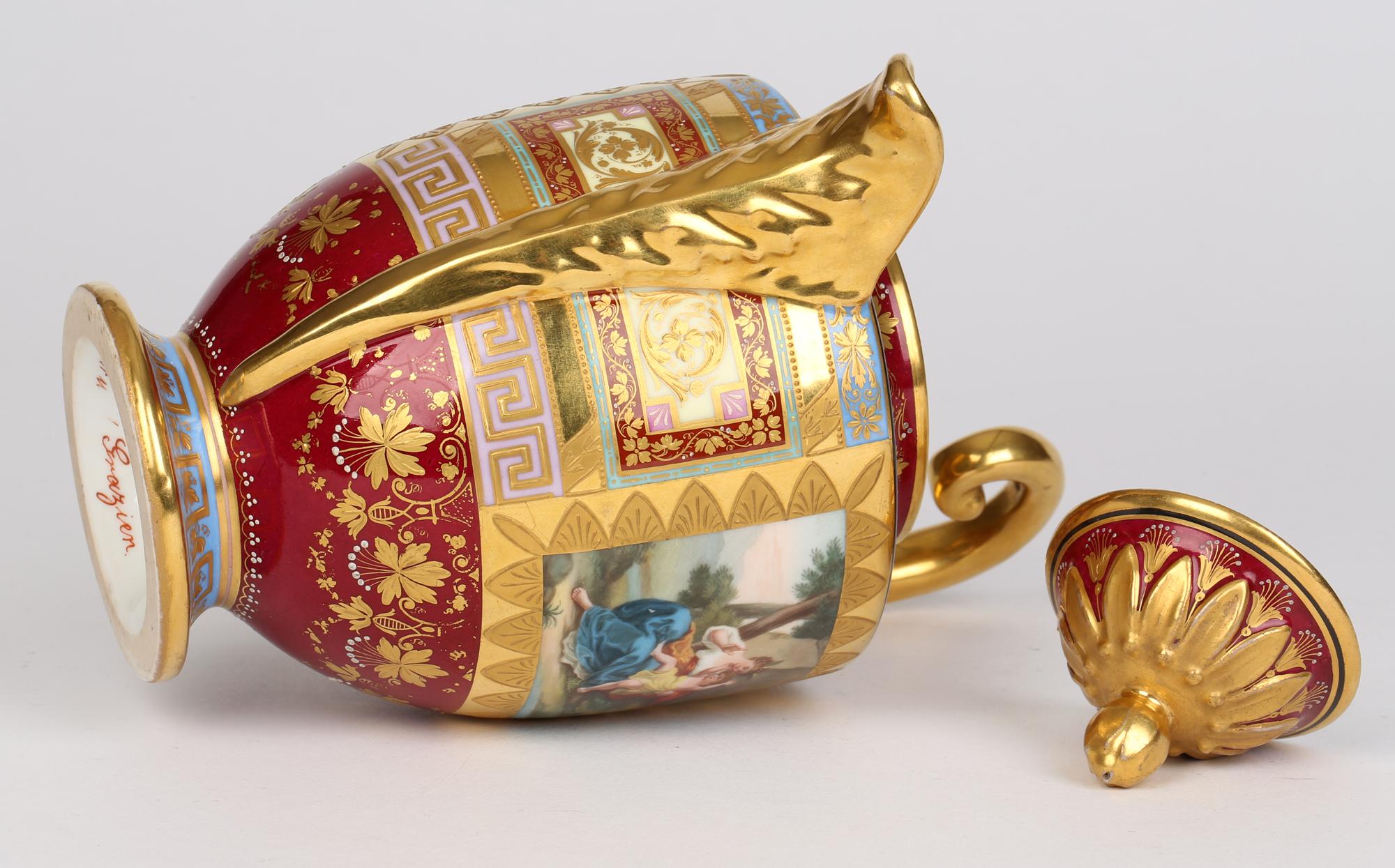 Pot à chocolat et support en porcelaine peints à la main de Vienne (Autriche) en vente 5
