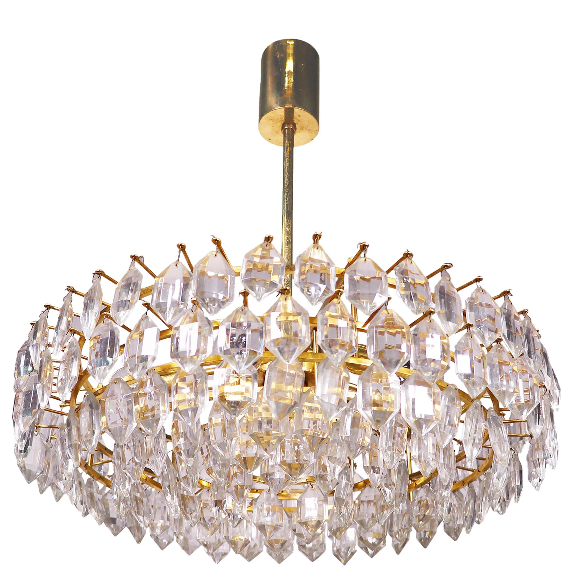 Vienna Bakalowits & Sons Grand lustre en cristal et laiton