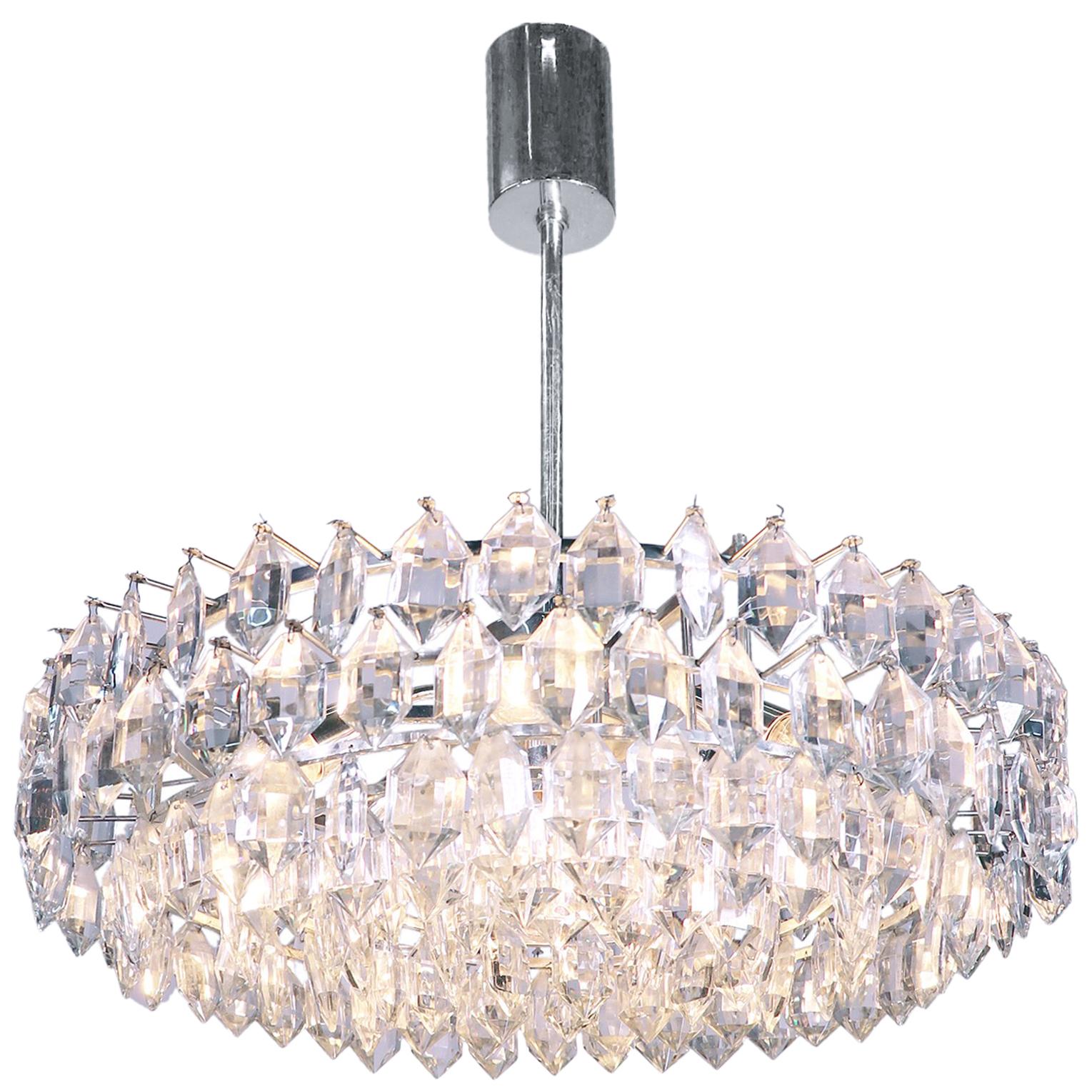 Vienna Bakalowits & Sons Large Chandelier Crystal & Silver Plated